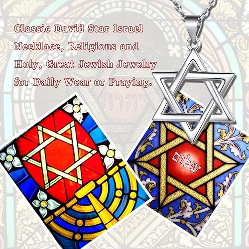 Miniatura 6 de Magen - Collar con colgante de estrella de David para mujer y hombre, cadena de plata de ley 925, joyería judía religiosa, longitud 18 pulgadas,