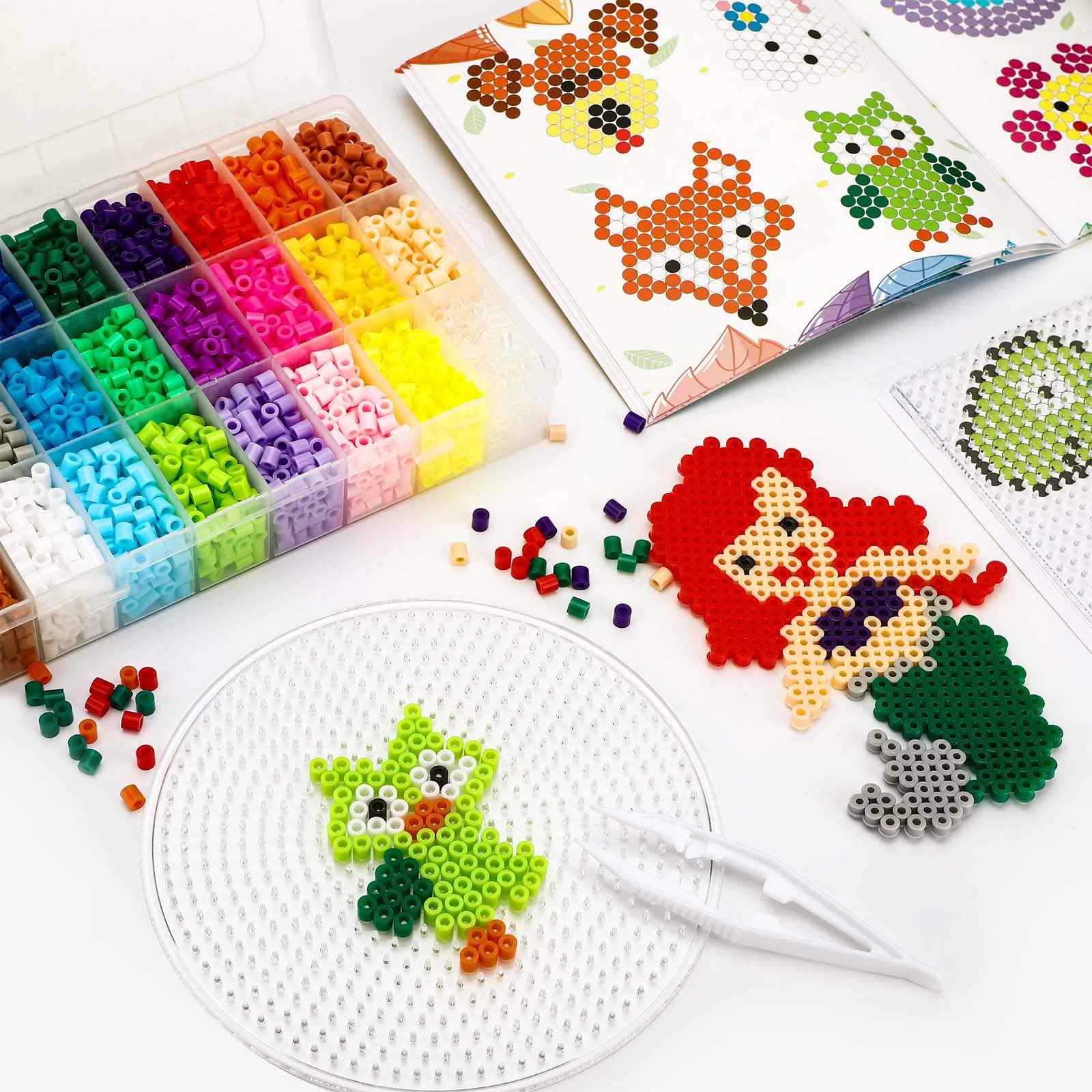 Set De 6000 Cuentas Para Planchar Royouzi | 24 Colores + 4 Plantillas + 96 Patrones | Regalo De Manualidades Para Niños Creativos