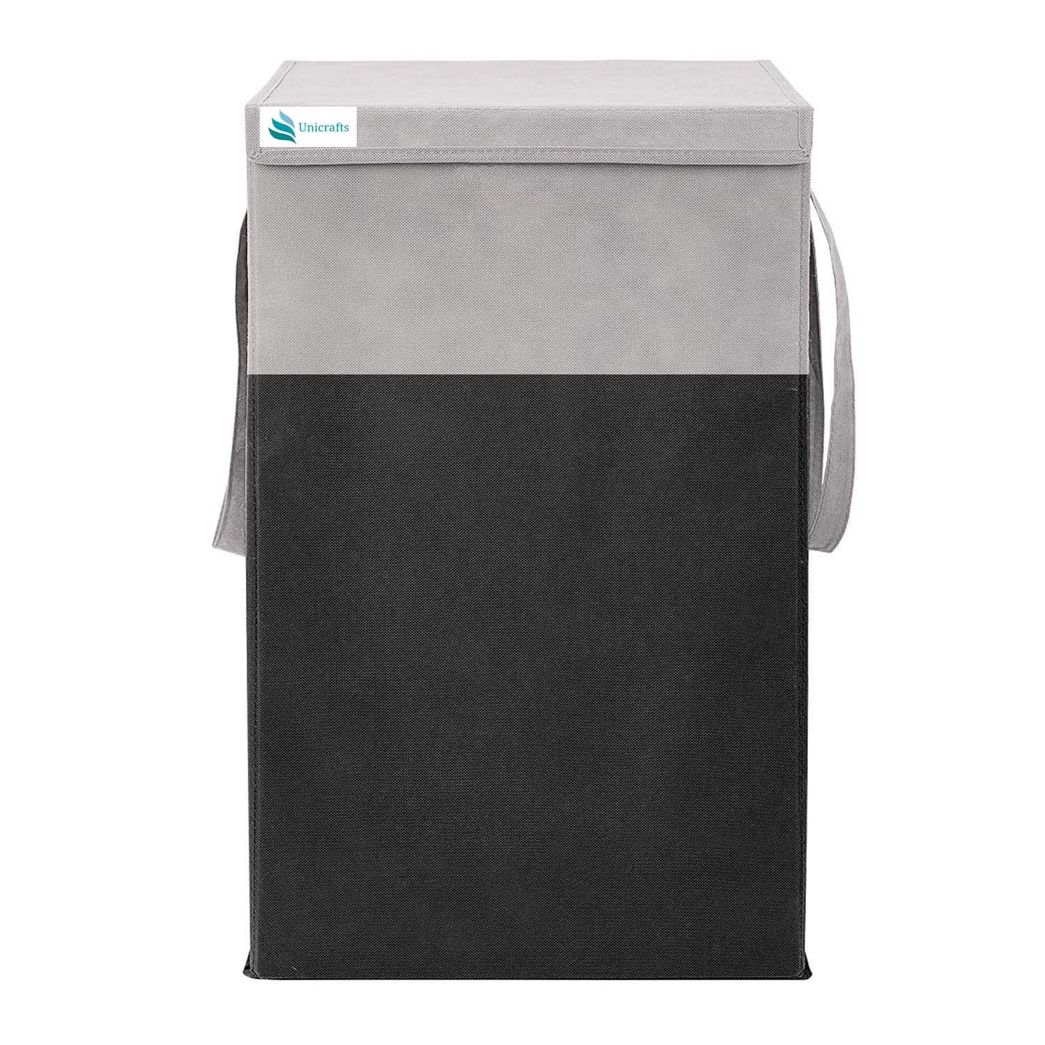 Unicrafts 68 L Durable and Collapsible Foldable Laundry Basket with Handles and Lid for Clothes & Toys (Grey-Black)(Engineered Wood) (B091CCBVMH) Amazon Price History, Amazon Price Tracker