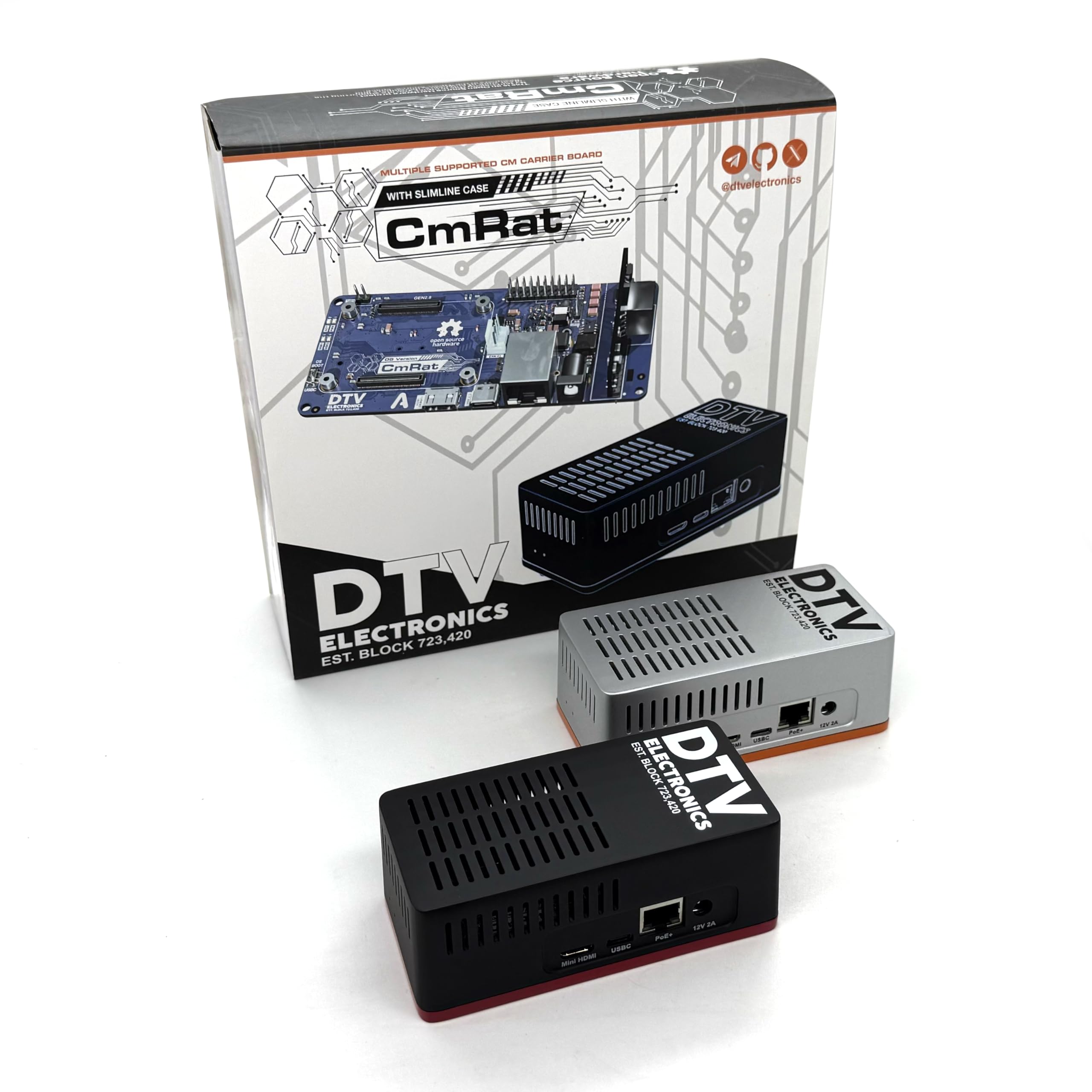 Scheda Carrier e Custodia CmRat per Moduli di Calcolo RPI Raspberry Pi CM4/CM5 e Radxa CM3/CM5 con NVMe, PoE, USB-C, DC12V - Ideale per uso domestico, ufficio, aziendale, universitario e scolastico
