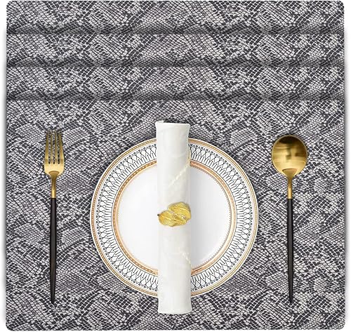 Placemats Set of 4 for Dining Coffee Table Scratch Heat Stain Resistant Anti Skid Kitchen Decor Washable Wipeable Indoor Outdoor Snake Skin Pattern