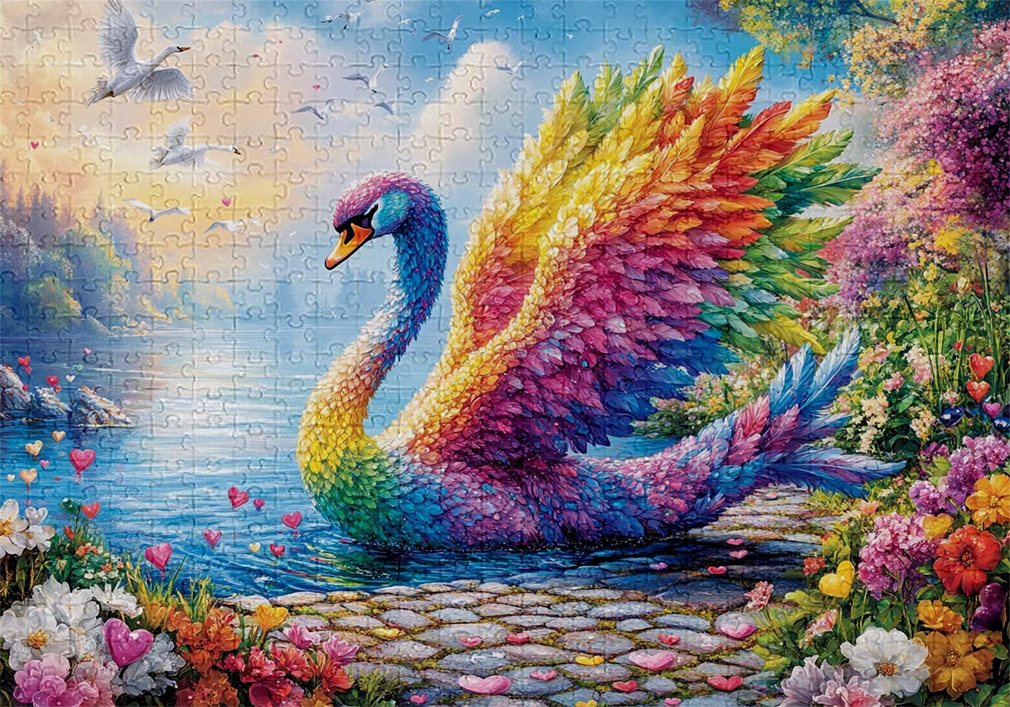 Puzzle 3000 elementów gęś puzzle dla dorosłych kwiaty 122 x 81 cm Unikalne rzemiosło klasyczne 3D drewniana układanka do rodzinnych gier aktywnych, układanka do samodzielnego wykonania nawet do