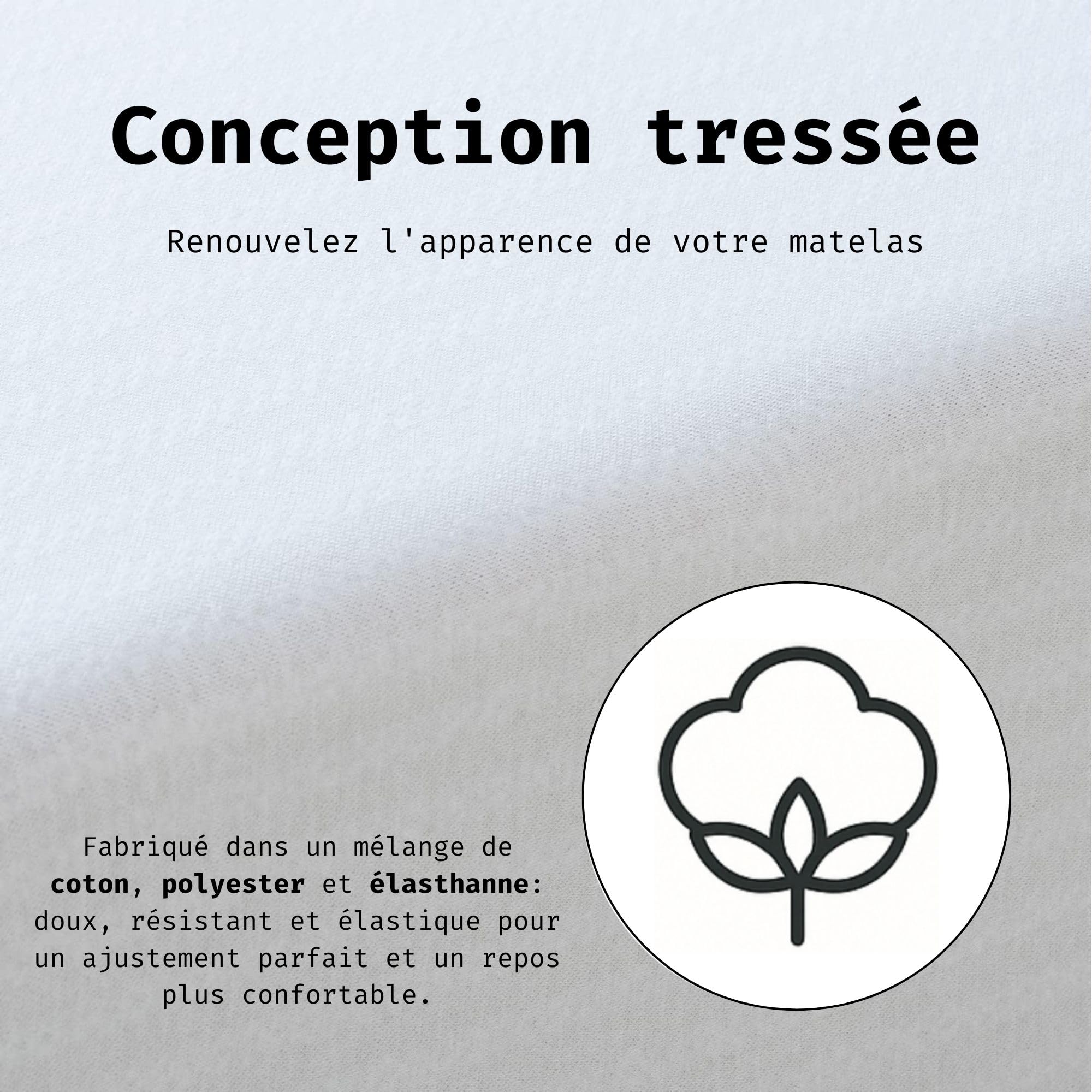 Tural Housse de Matelas 140x190/200cm Elastique et Résistant avec Fermeture Éclair Certifié Oeko-TEX Réglable Blanc