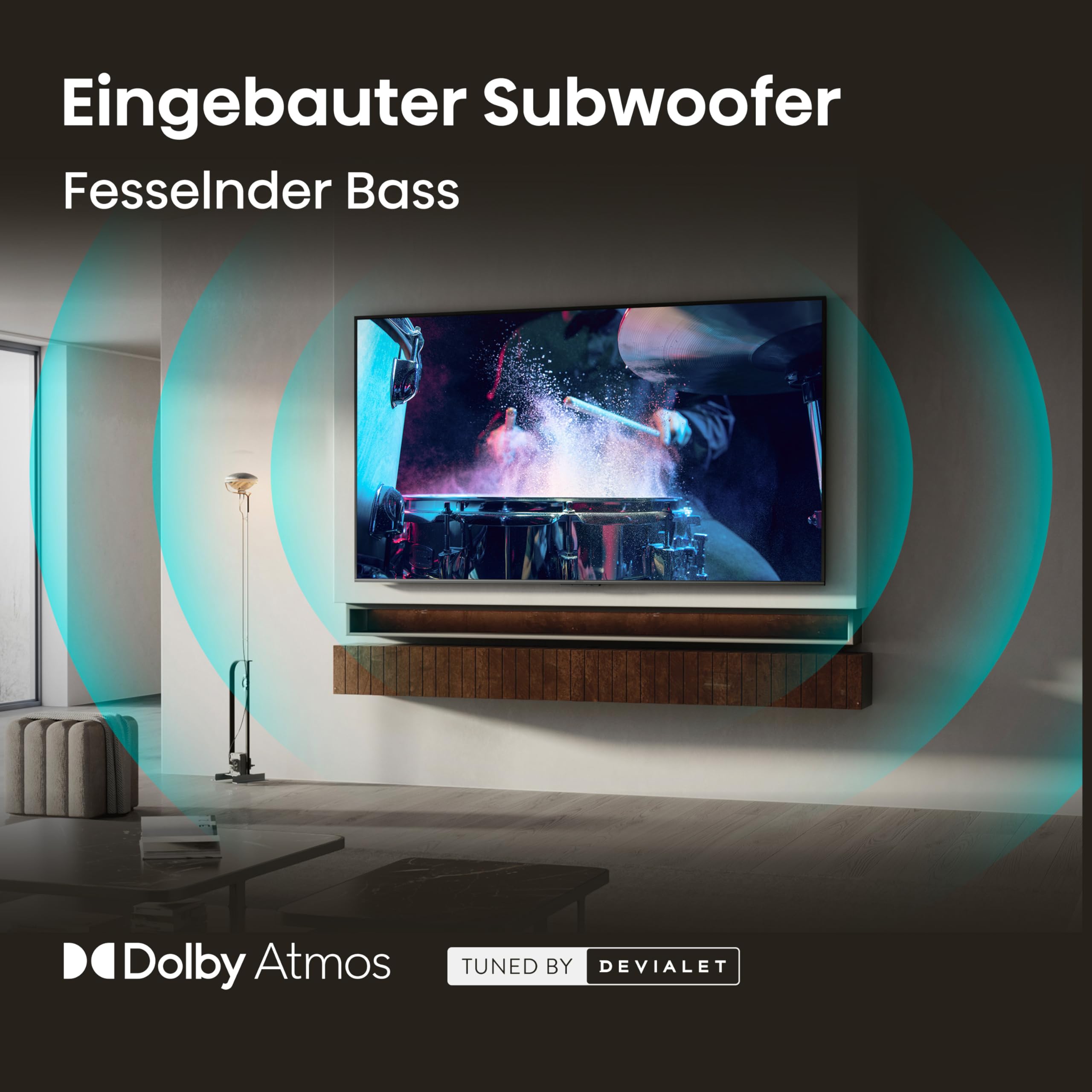 Hisense 55E8DS Fernseher 55 Zoll, 4K UHD, Hi-QLED Mini LED, Smart TV, 144Hz, Hi-View AI Engine, Dolby Vision.Atmos, Unibody Slim, FreeSync Premium, AI-Lichtsensor, Game Bar, Tuned by Devialet