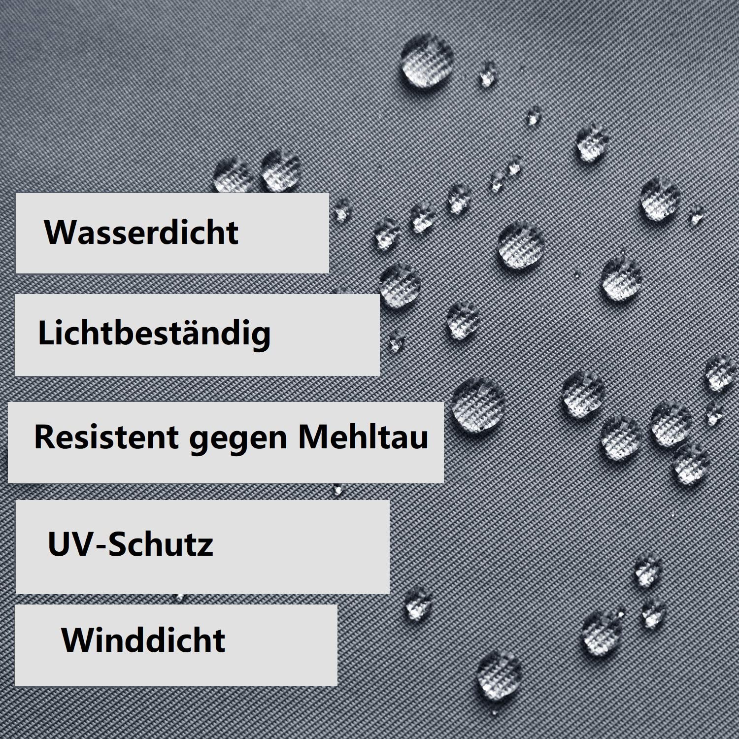 Outdoor Vorhänge mit Ösen Wasserdicht, 254x245cm Extra Breit Grau Outdoor Vorhang Pavillon Sichtschutz Schutz Für Veranda/Pergola/Garten/Schiebetür/Pavillon, 1 Stück
