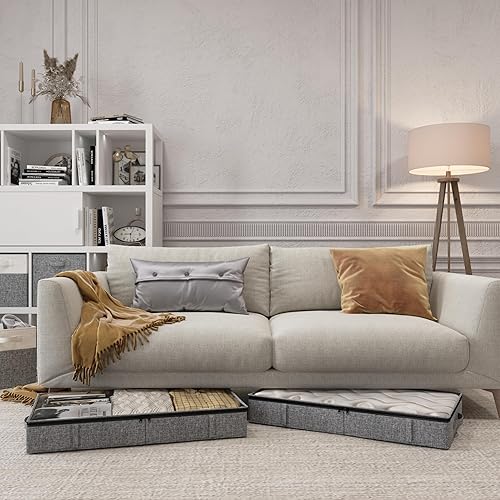 Miniatura 6 de Clutter Mutter Contenedores de almacenamiento para debajo de la cama de 5 pulgadas de alto, 33.8 x 17.7 x 5.1 pulgadas, resistente organizador de