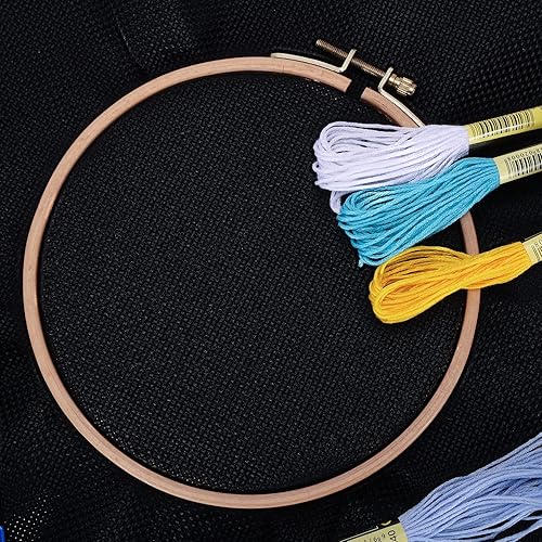 Miniatura 2 de Caydo 6 piezas de tela Aida 14 unidades de tela negra de punto de cruz de algodón bordado para costura, manualidades de bricolaje, 12 x 18 pulgadas