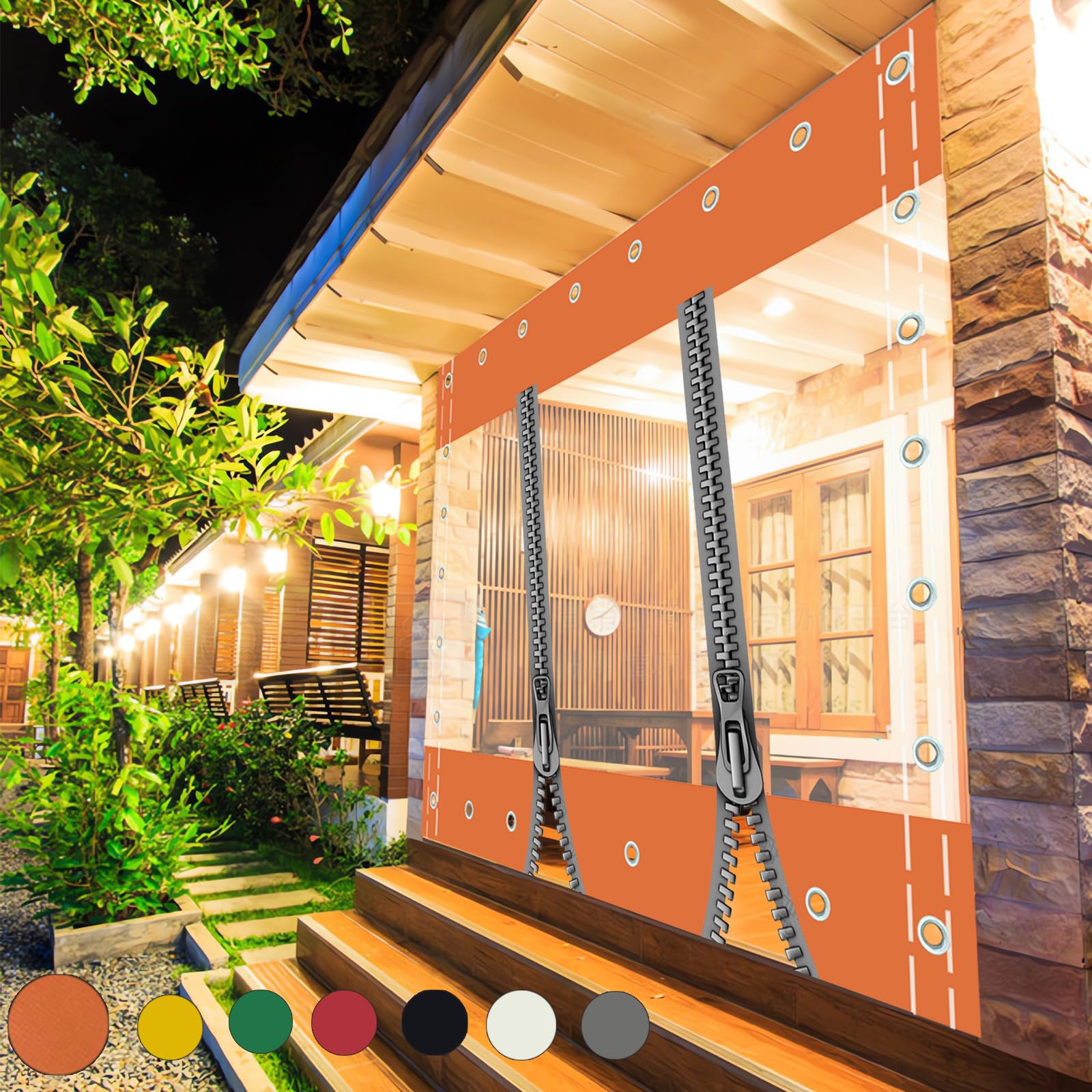 Waterproof Clear Tarp Curtain,Transparent Tarpaulin Side Panels with Zip,Outdoor Heavy Duty Splicing Tarpaulin with Eyelets,for Patio,Pergola, Porch, Gazebo,HxW-2.2x4m/7.22x13.12ft,Customisable