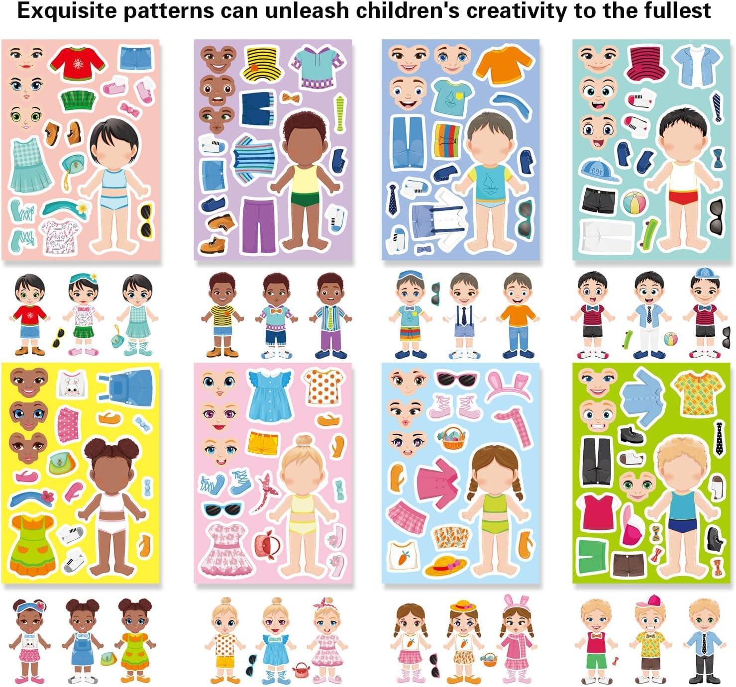 24 Sheets Make a Face & Dress Up Stickers for Kids - Create Silly Faces & Costumes, Make a Face and Dress Up - Image 2
