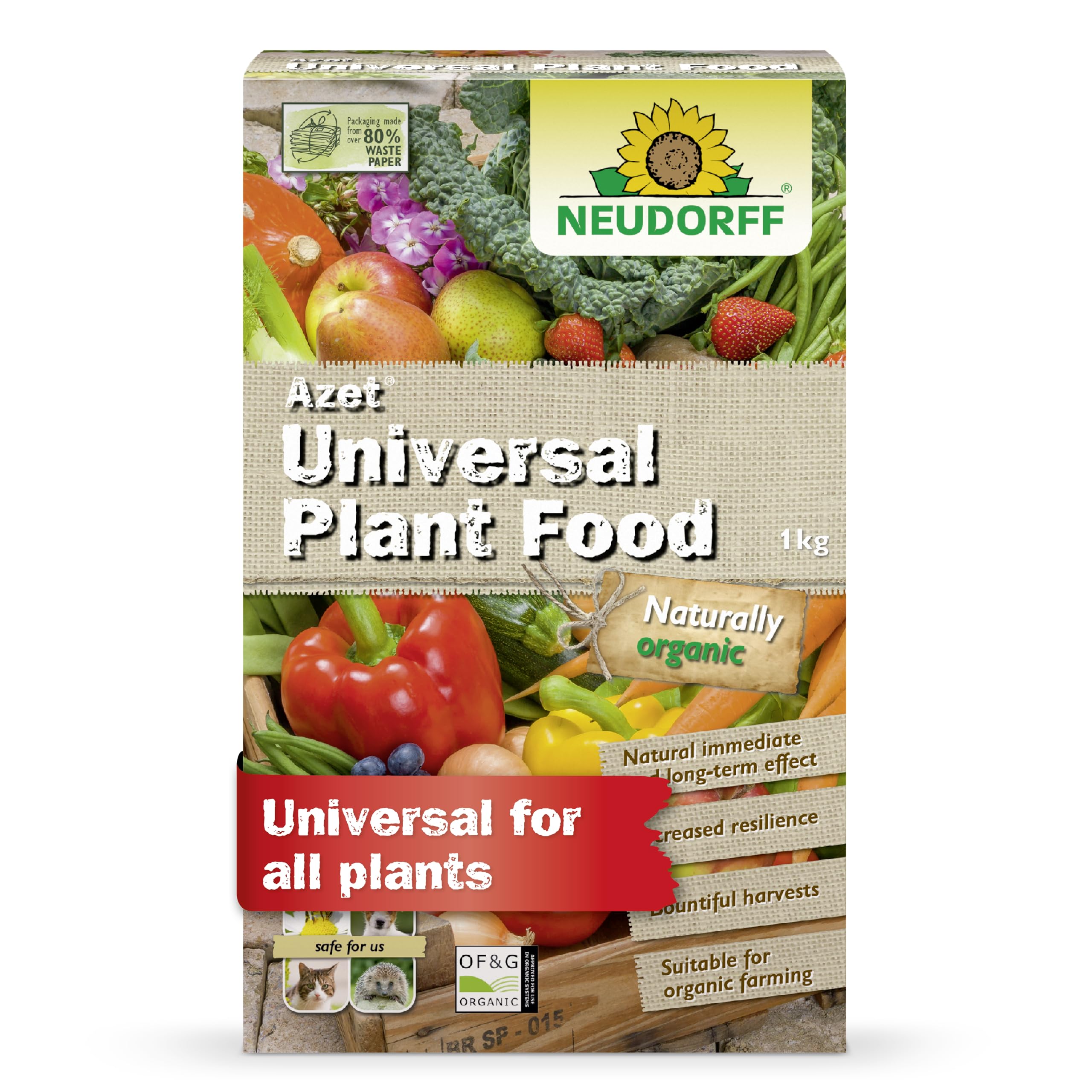 Neudorff Azet Universal Plant Food - 100% plant-based universal plant fertilizer with natural immediate & long-term effect for strong plants indoors and outdoors, 1 kg