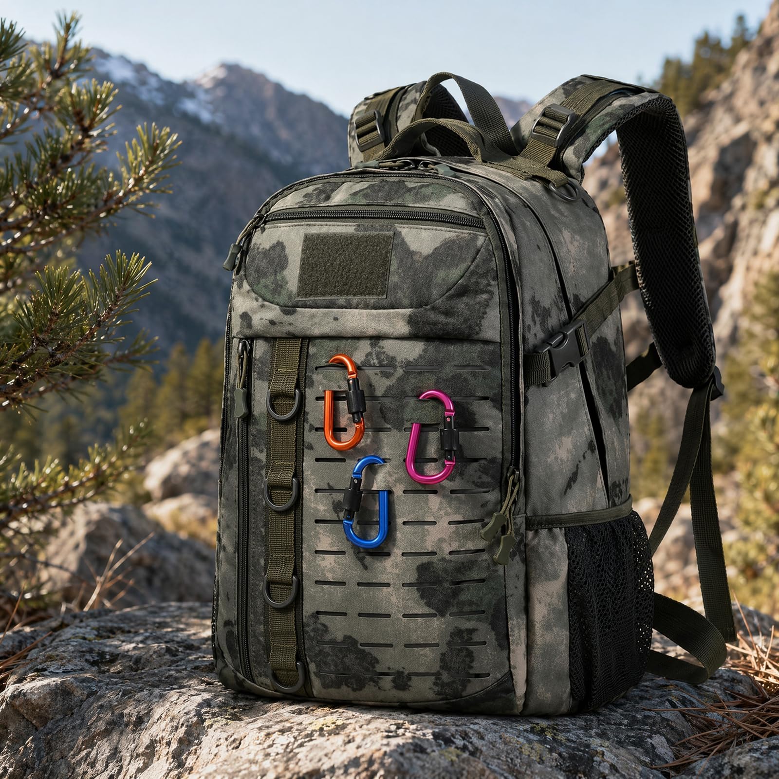 Taktische Camouflage Oxford Rucksack 20-35L Outdoor Tagessack Satchel Schultertasche,olive green