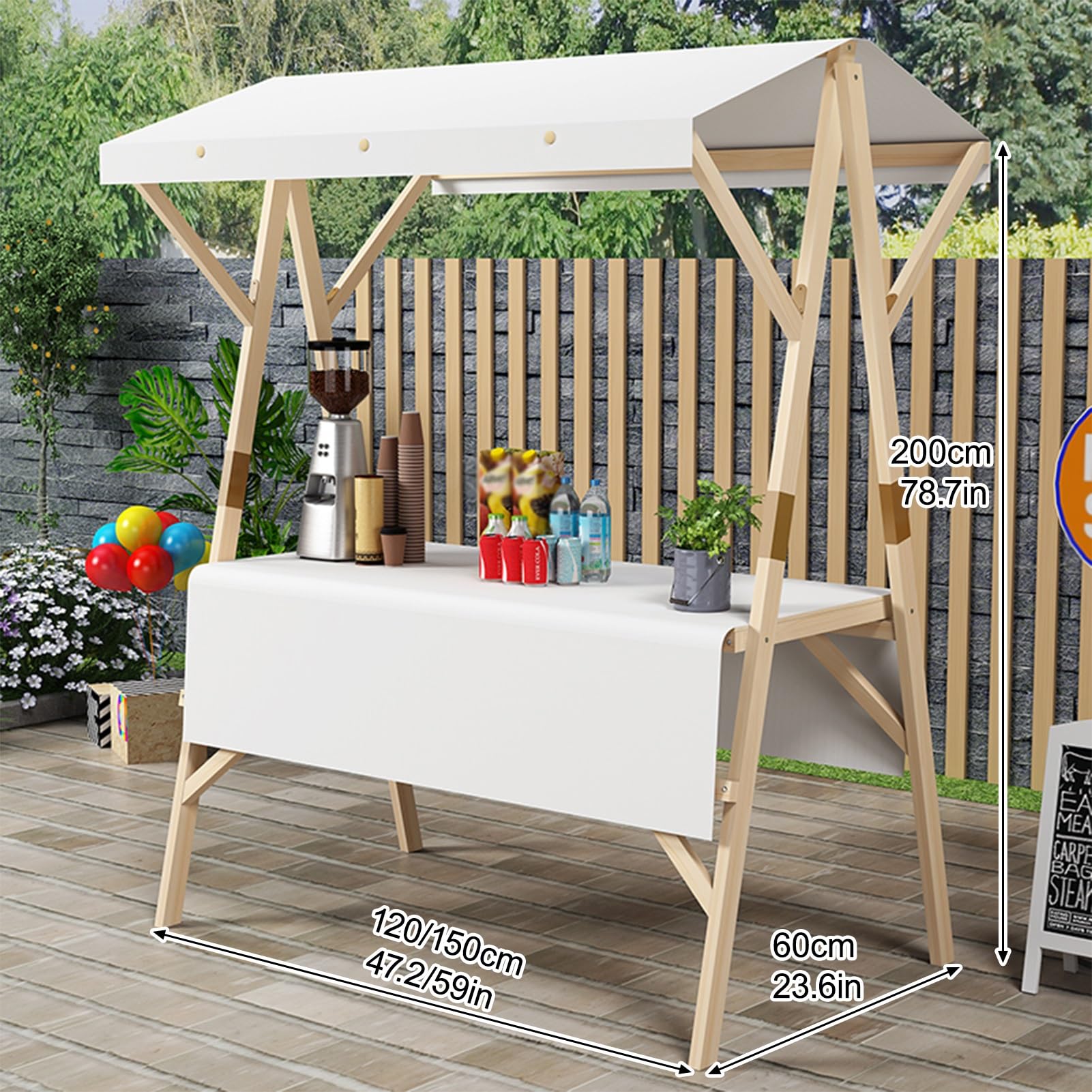 Carrito portátil con toldo, carrito de proveedores al aire libre, soporte plegable de exhibición de alimentos para eventos y mercados al aire libre