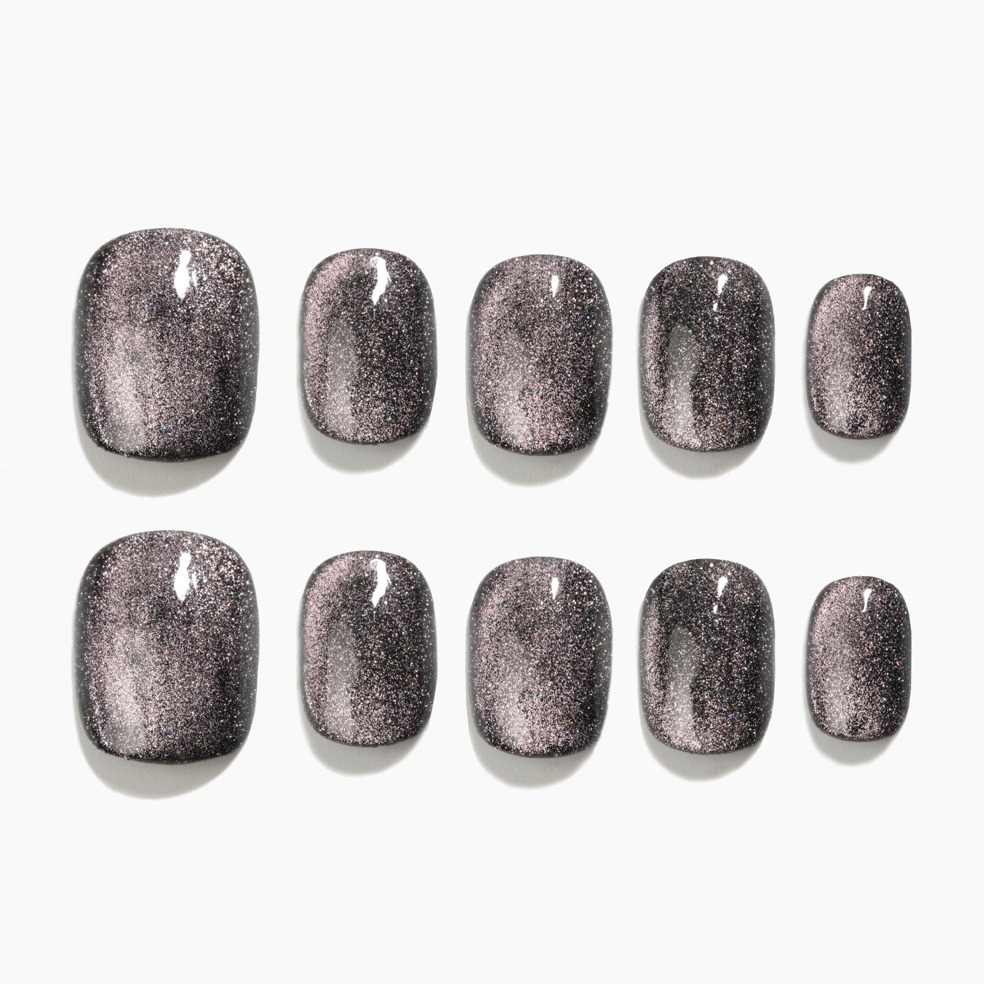 Sun&Beam Nails Handmade Press-on Medium Long Almond Fuchsia Pink Cat Eye Design Charming False Nail Tips 10 Pcs (#124 L) — view 55