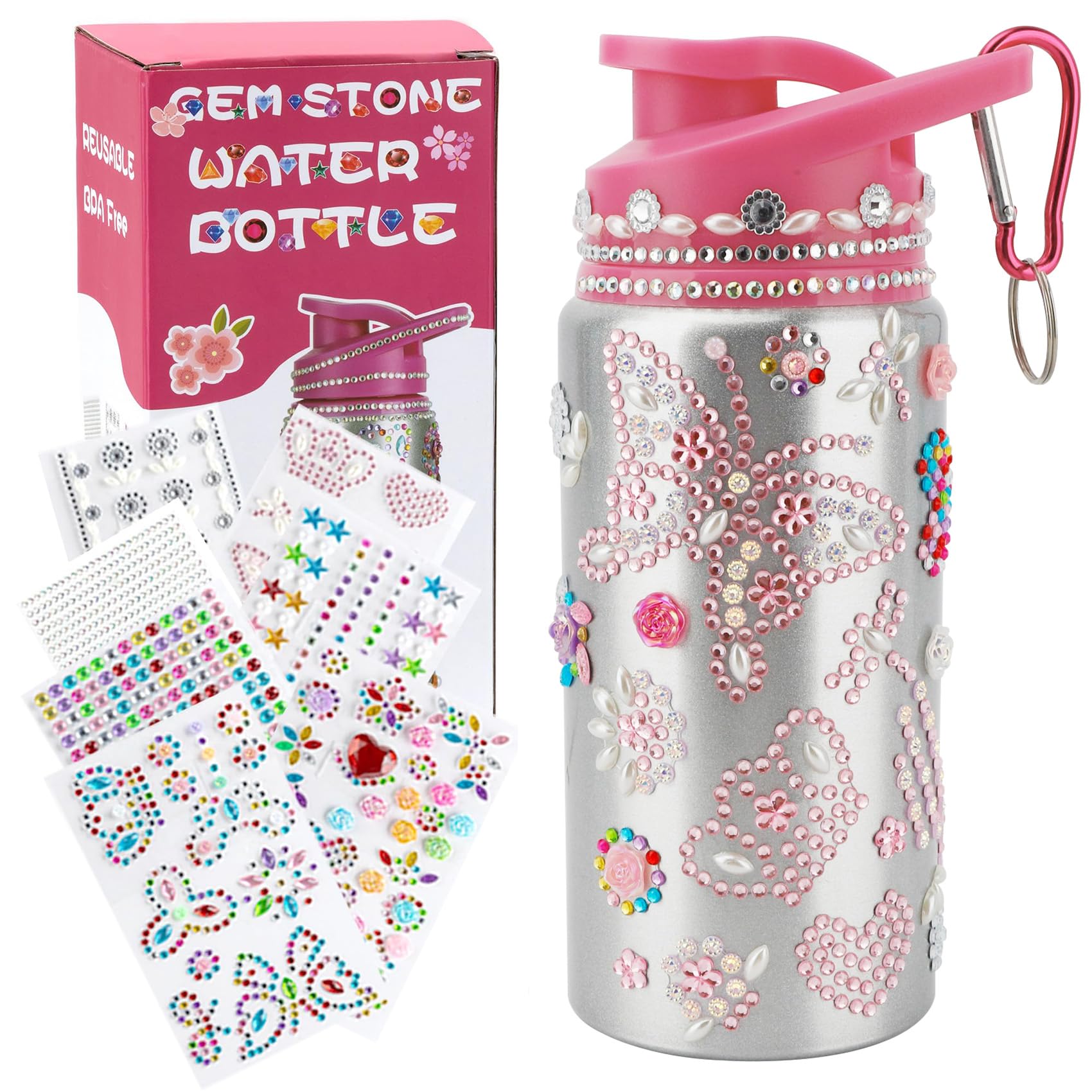 Graduation Gift for Girls, Decorate Your Own Water Bottle Kits for Girls, Birthday Gifts Age 5 6 8 9 10 12 Year Old, Arts and Crafts for Kids Ages 6-8 Water Bottles Gift for Graduation Party Favors