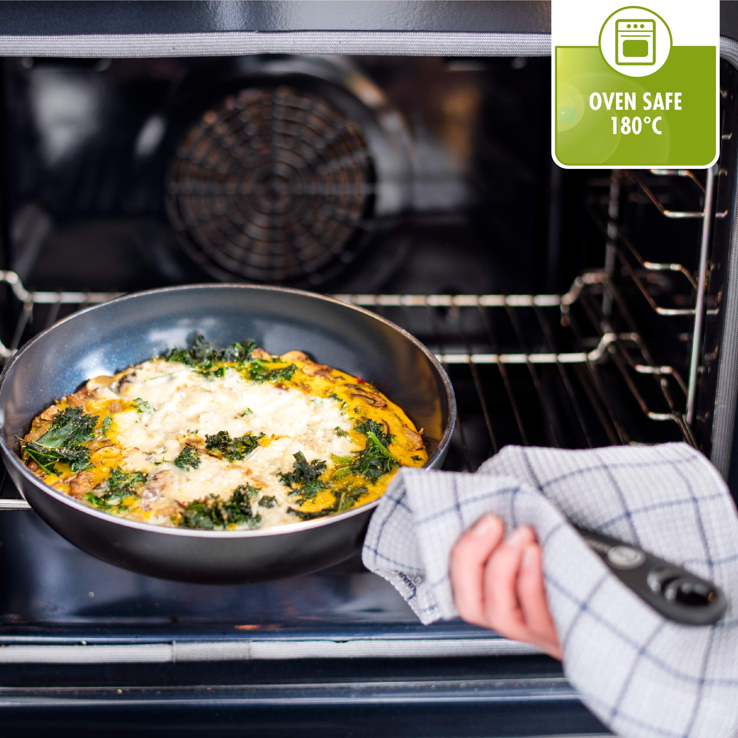 GreenPan Torino 28 cm/3,6 litre Padella Wok in Ceramica Antiaderente Sano, Senza PFAS, Induzione, Lavabile in lavastoviglie, Adatta al forno fino a 160°C, Nero