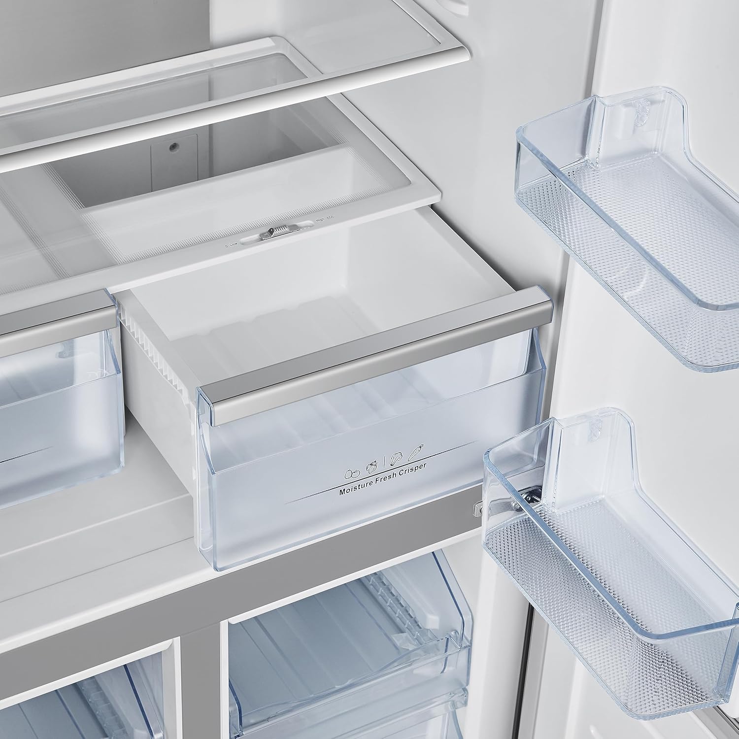 Hisense RQ563N4GW1 Frigorifero 4 Porte con Tecnologia Total No Frost, 432 L, Ante in Vetro Color Bianco [Classe di efficienza energetica F]