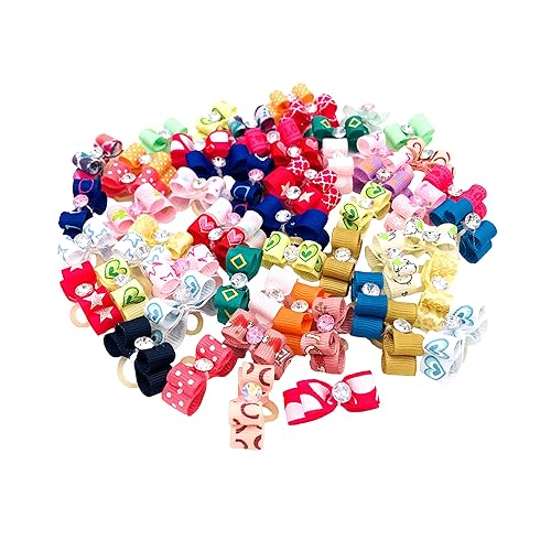 JpGdn 100 unidades50 pares de mini lazos de pelo para perros pequeños de 0.98 x 0.39 pulgadas para extra, niña, cachorro, gato, gatito, conejo,