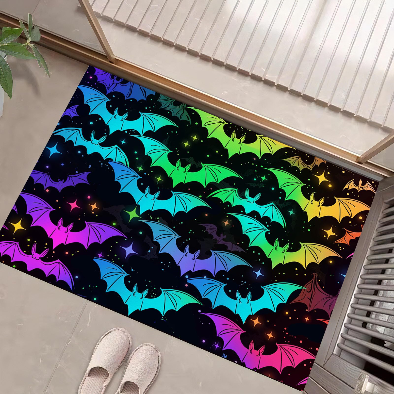 Tapis de sol design chauve-souris lumineux avec finition antidérapante haut de gamme
