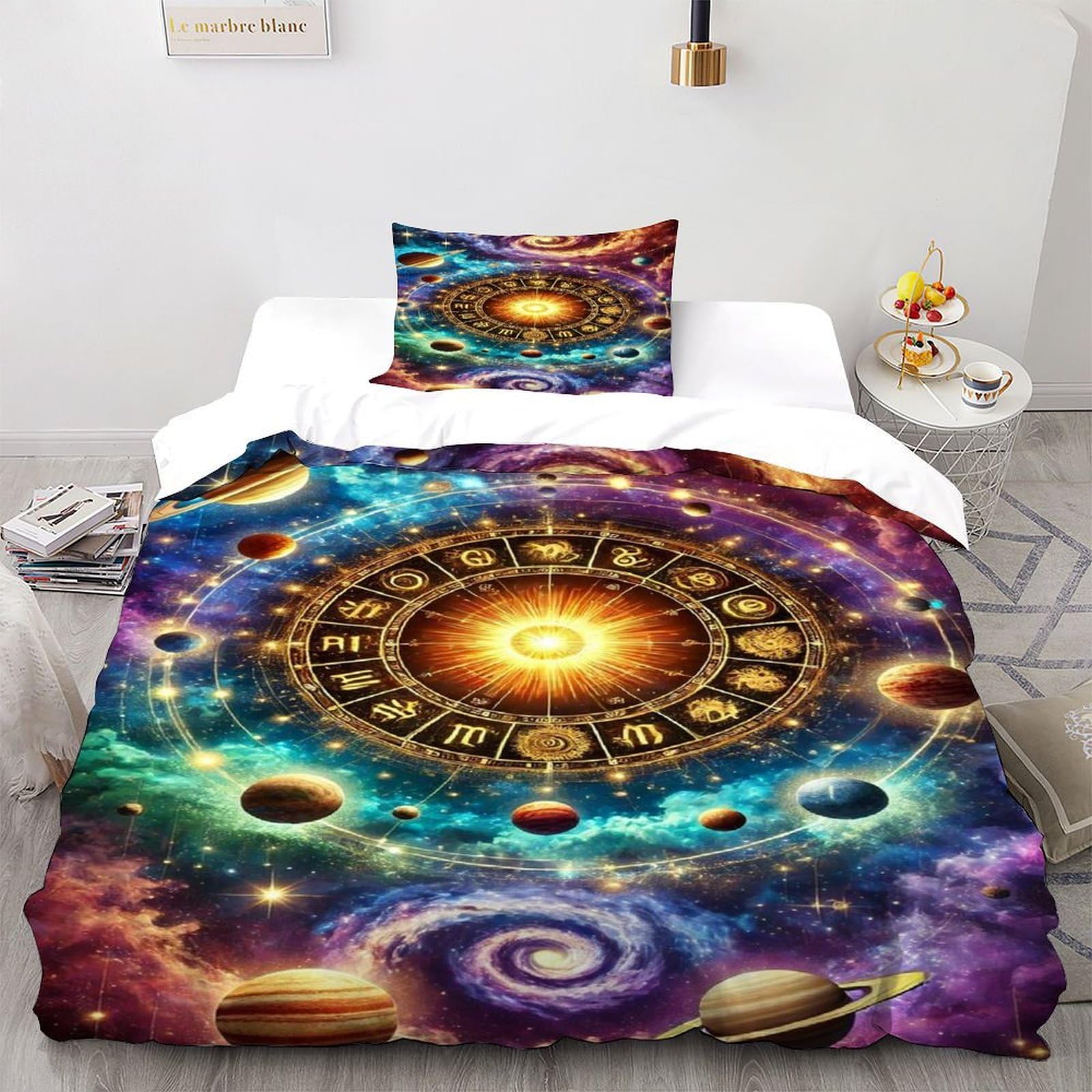 Housse de couette space themes ensemble literie 2 pièces 3D motif imprimé microfibre 135x200