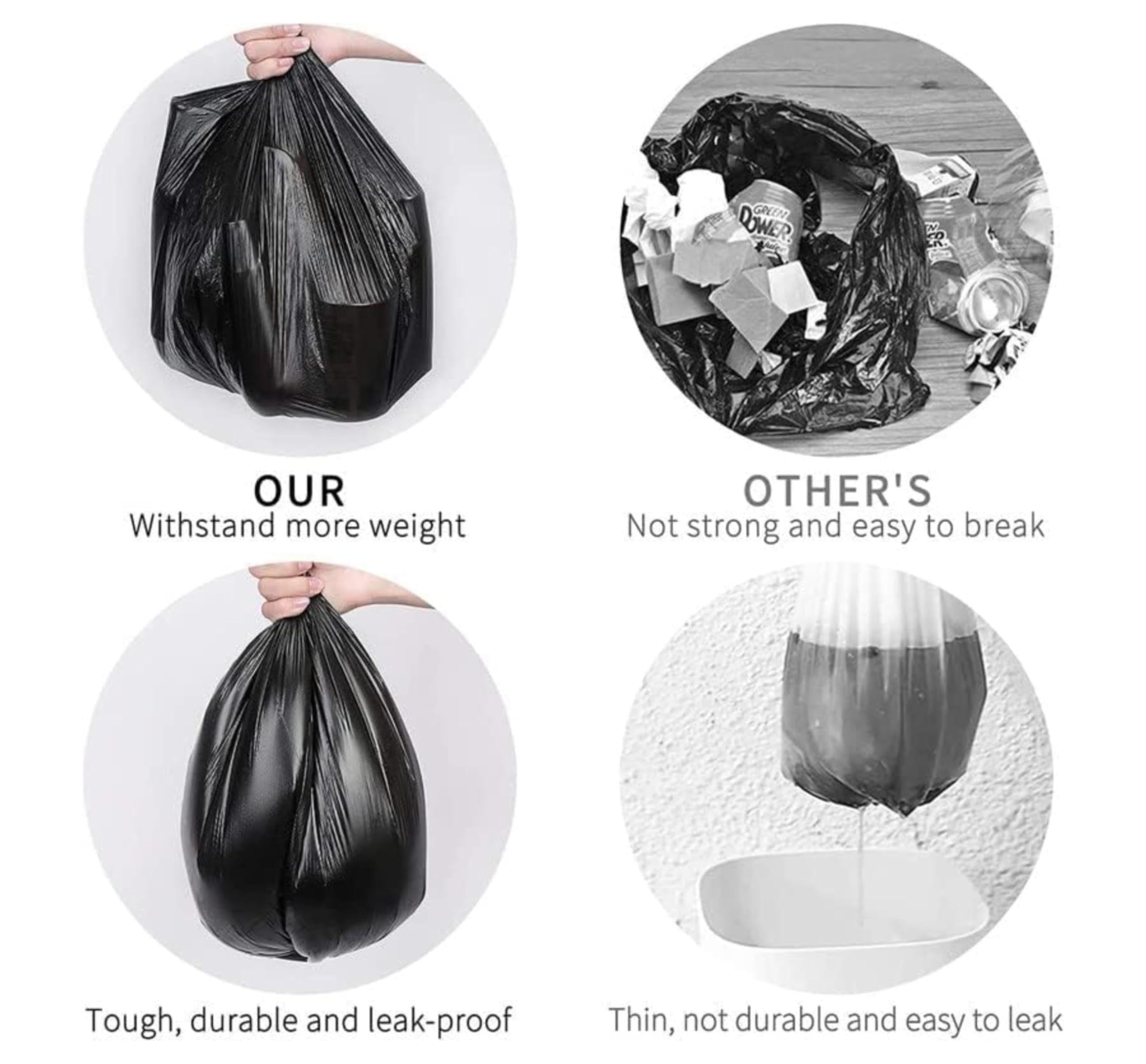 Medium Garbage Bags - 4 Roll Pack, Leak-Proof & Odorless -5 Medium Garbage Bags - 4 Roll Pack, Leak-Proof & Odorless -5