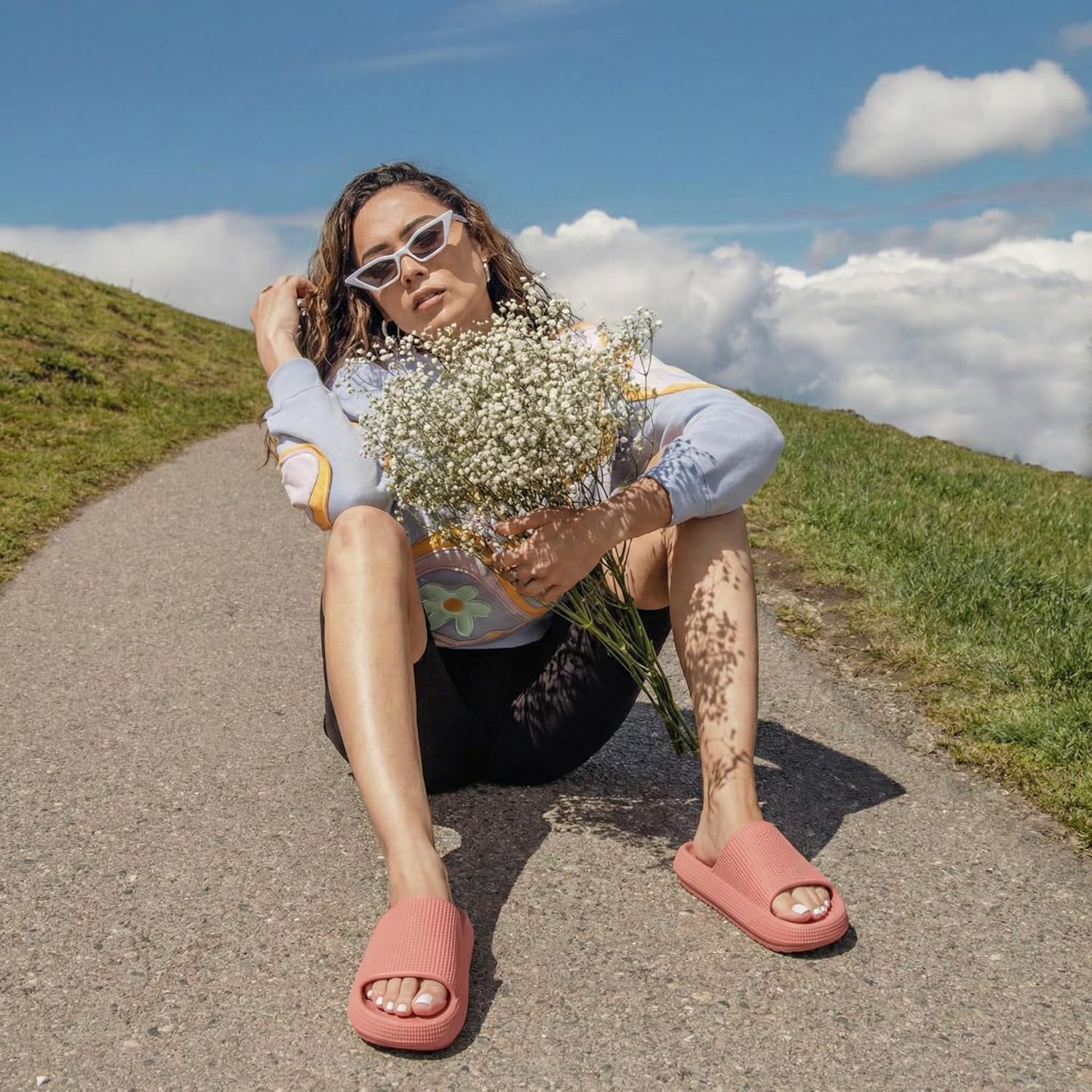 CUSHIONAIRE Feather EVA Slides for Women – Comfortable Slip On Womens Slippers, Indoor Outdoor Shower Shoes, Beach Essential Cloud Slides - Image 8