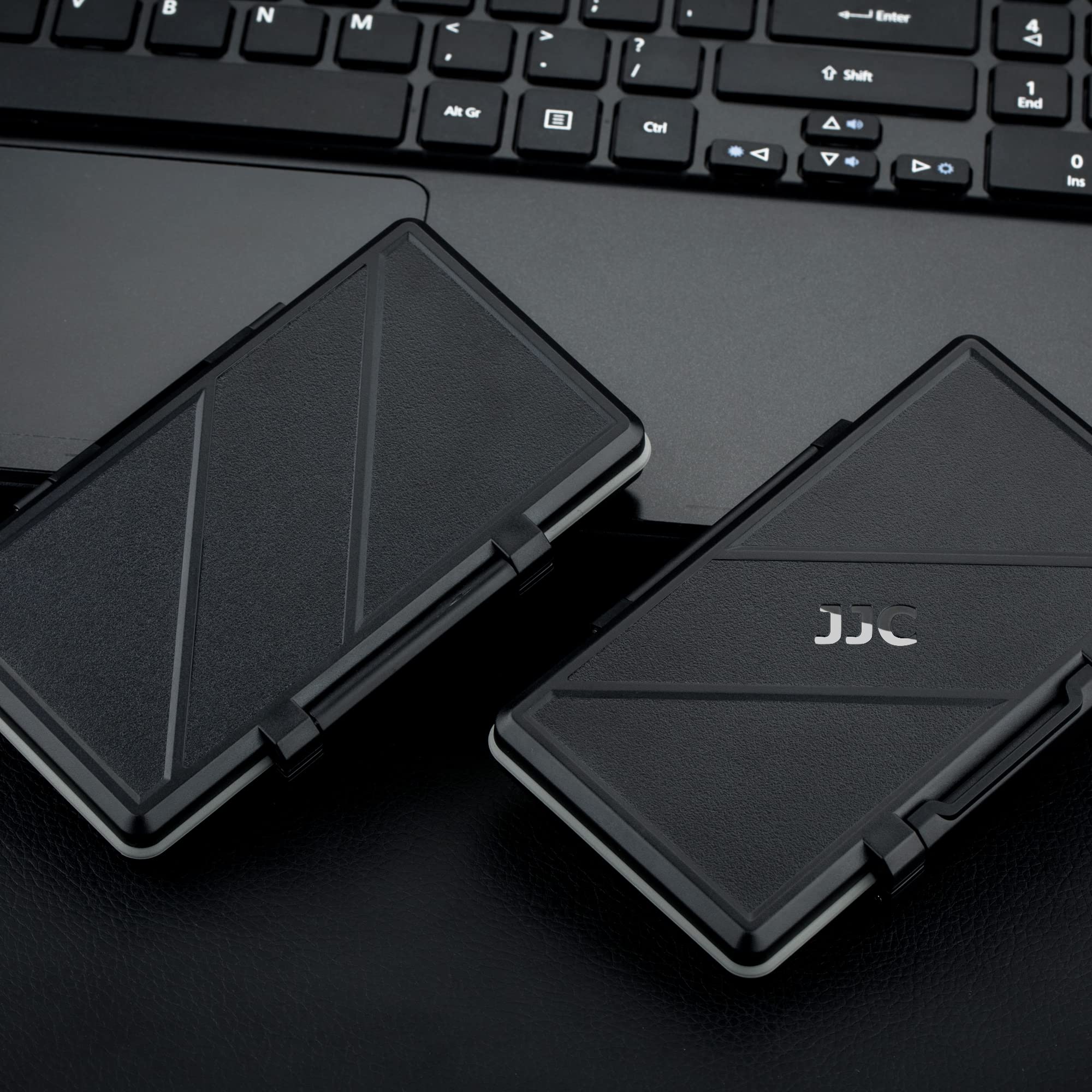 JJC memory card custodia impermeabilità porta schede di memoria per 4 SD 3 XQD con moschettone