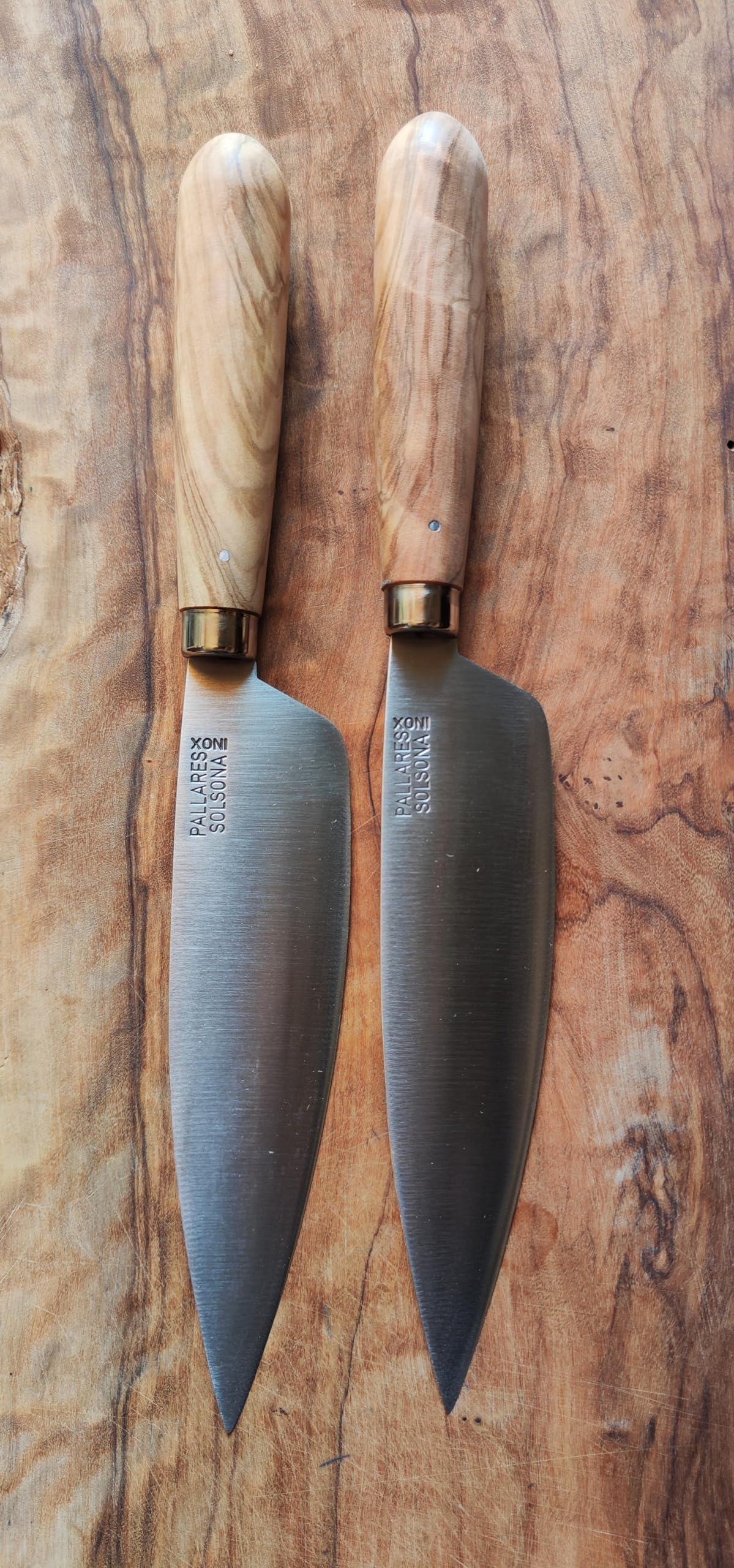 PALLARES Cuchillo Cocina Mango Redondo Madera de Olivo.Acero Inoxidable 16cm.