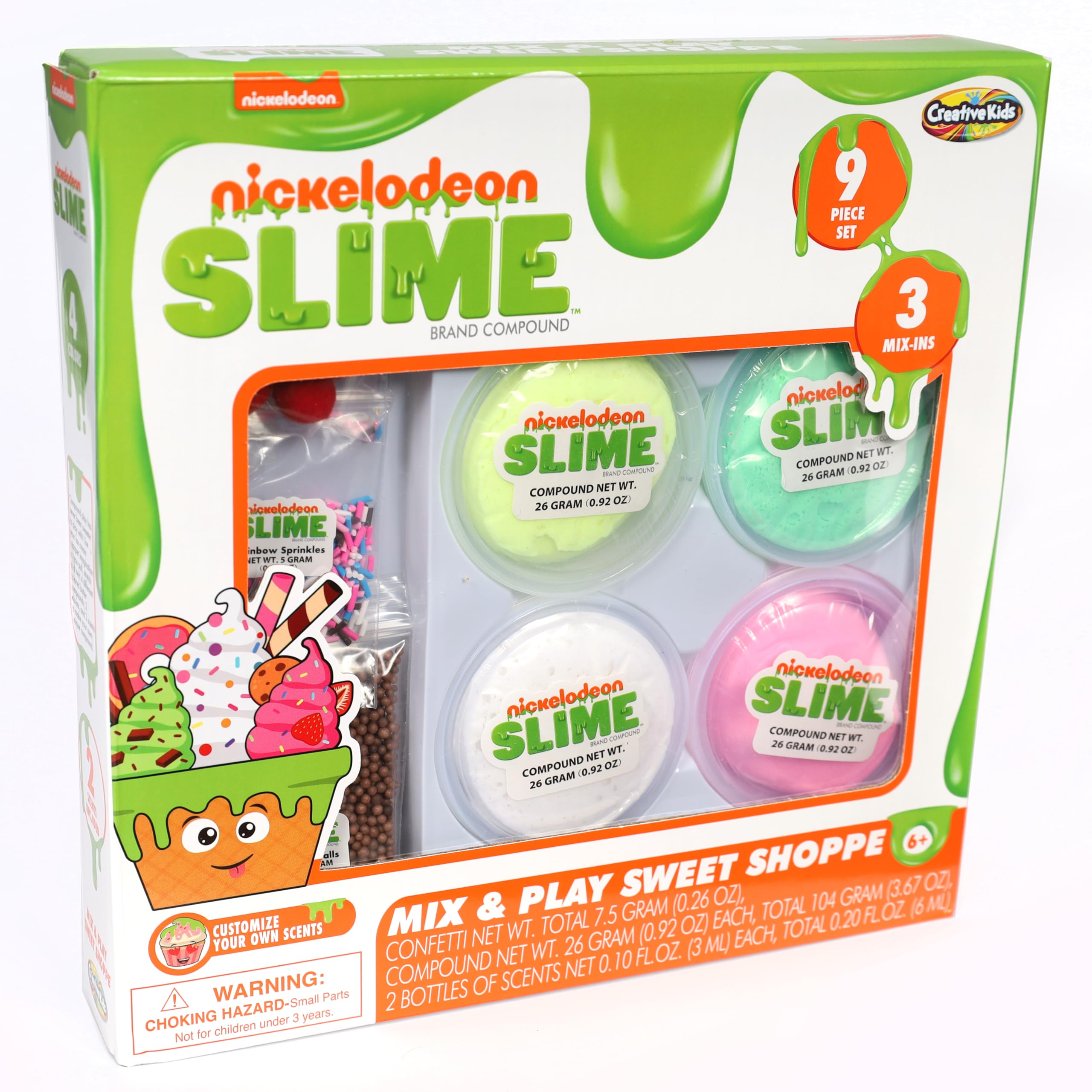 Nickelodeon Mix N Play Sweet Shop Slime Kit - 4 Colorful Slimes, 3 Fun Add-Ins, 2 Scents - Ideal for 6-Year-Olds