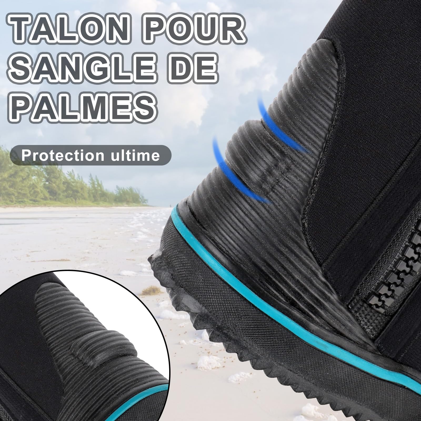 Gimilife Bottes de Plongée 5 mm Neopréne, Chaussures de Plongée Hommes Femmes, pour Plongée Tuba Surf Plage Volley-Ball