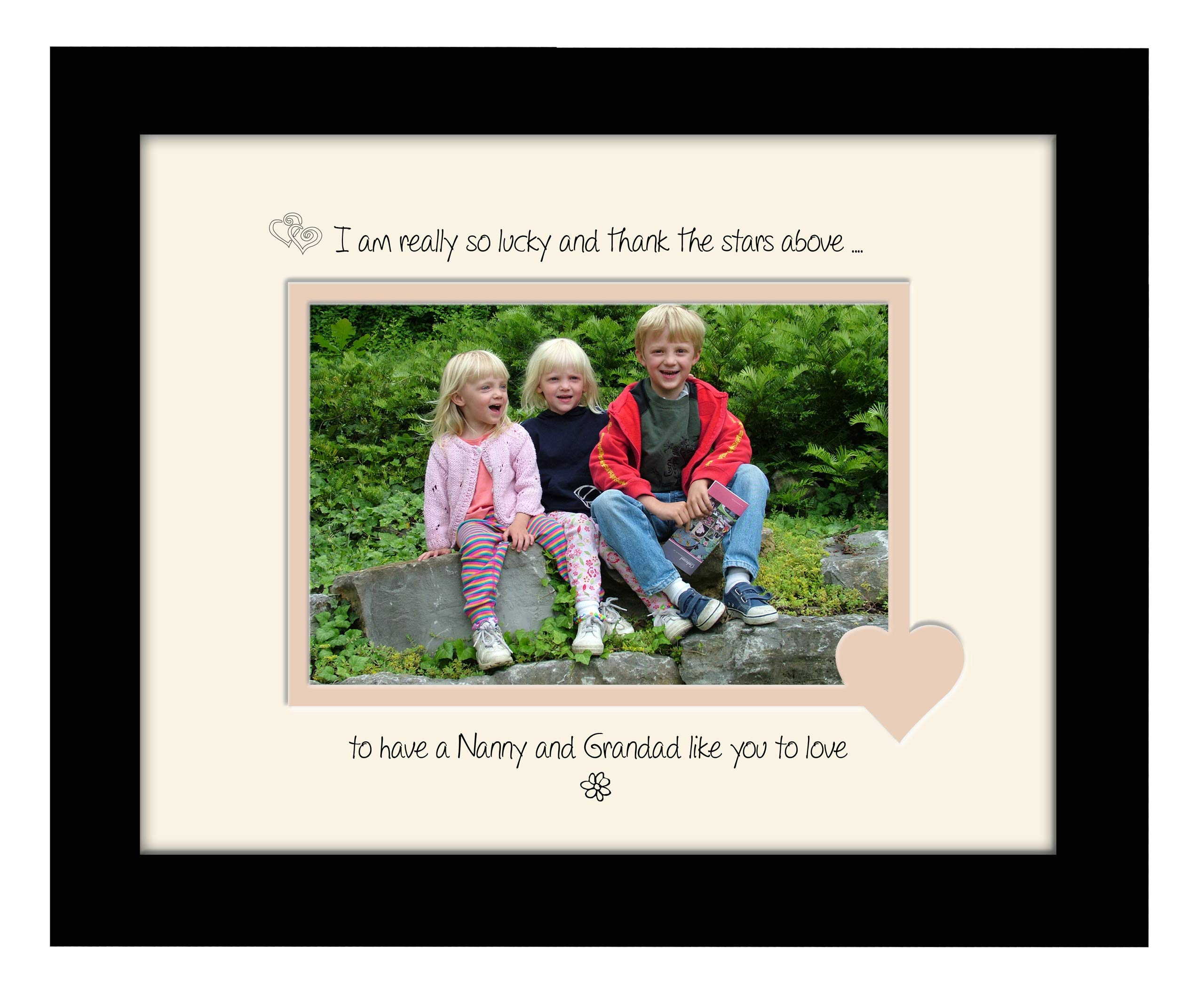 Photos In A Word Black Finish Frame Cream Mount Beige Inside Nanny And Grandad Photo Frame Thank The Stars Above Personalised Double Mounted Quality Gift (Black Finish Frame Cream Mount Beige Inside)