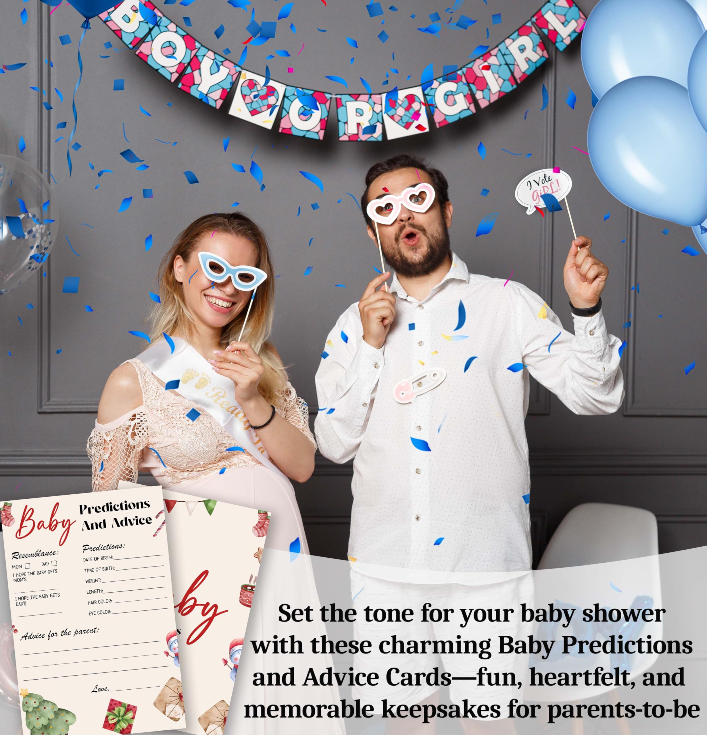 Świąteczne karty do gry na baby shower – 25 dwustronnych kart przewidywania i porad dla dzieci, zimowe upominki na imprezę neutralną płciowo - C02