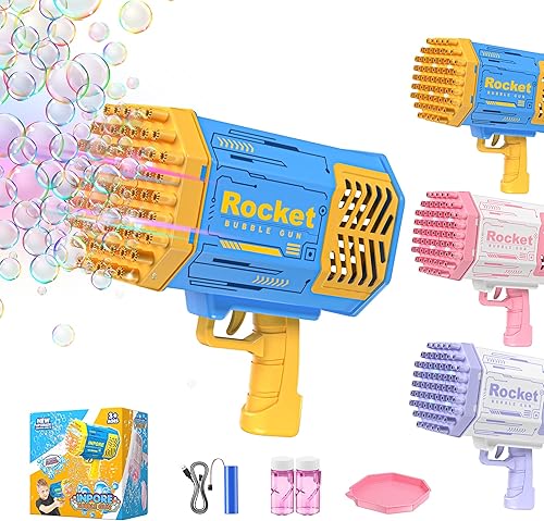 Bubble Machine Gun 69 Holes Colorful Lights Bubble Gun Bubble Maker Machine for Kids Adults Boys Indoor Outdoor Playing Activity Birthday Party