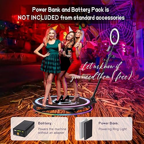 Miniatura 8 de Máquina de cabina de fotos 360 para fiestas, 7 personas para pararse (45.3 pulgadas + estuche de vuelo), control de aplicación de software, logotipo