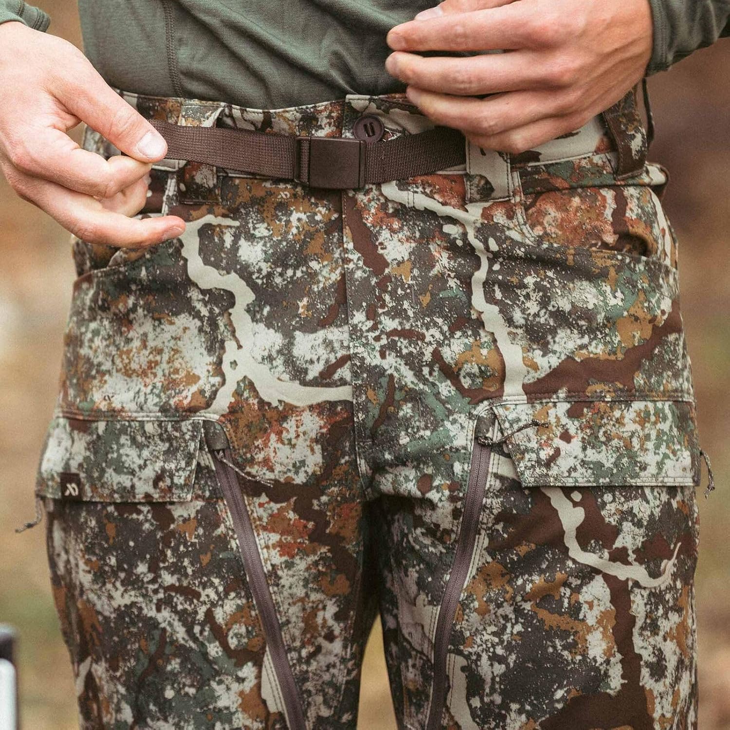 First Lite Men’s 308 Whitetail Pant - Men’s Outdoor 4-Way Stretch Camo Hunting Pants with Hip Vents, Year Round Hunting Gear