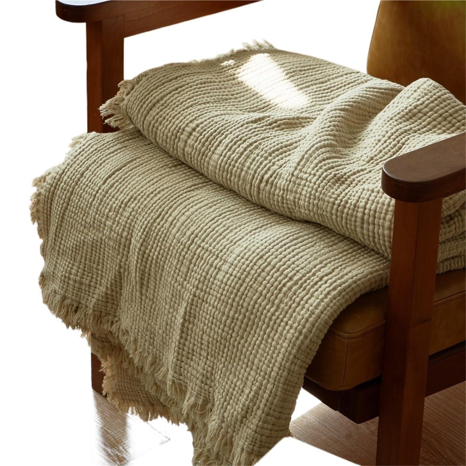 WJIAYAO Muslin Throw Blanket Four Layers Of Gauze Sofa Cover Blanket With Tassel AB Side Office Nap Decorative Bed Muslin