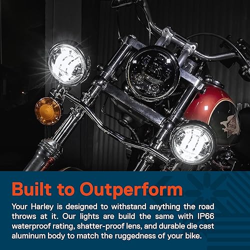 Miniatura 3 de TRUE MODS - 2 luces LED Osram de 4.5 pulgadas para Harley antiniebla acabado negro 6,500 K 2,880 lúmenes Luz antiniebla de paso de motocicleta para