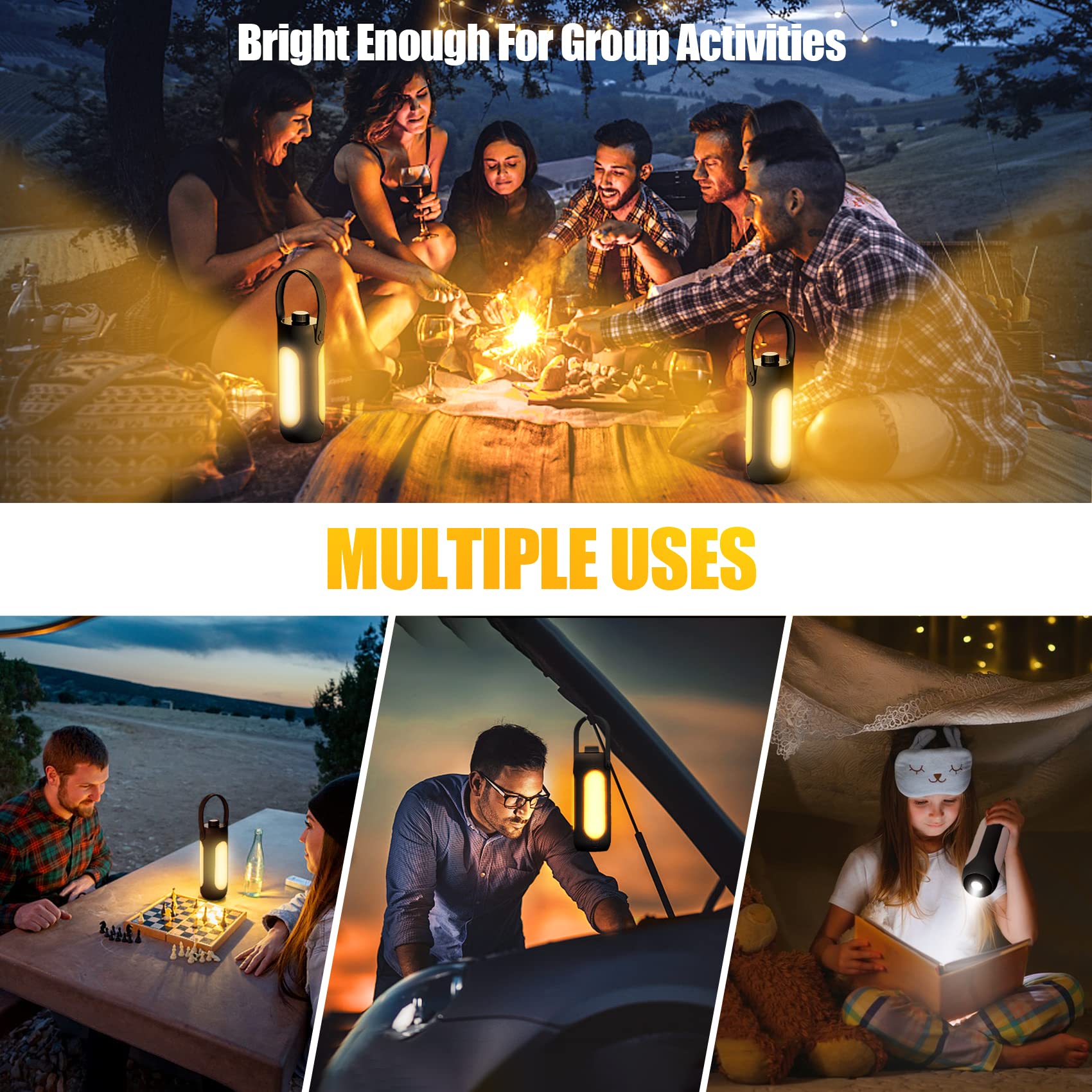 Lampada Da Campeggio LED Amouhom - 10.000 MAh, Ricaricabile, Regolabile, Con SOS - Foto 12