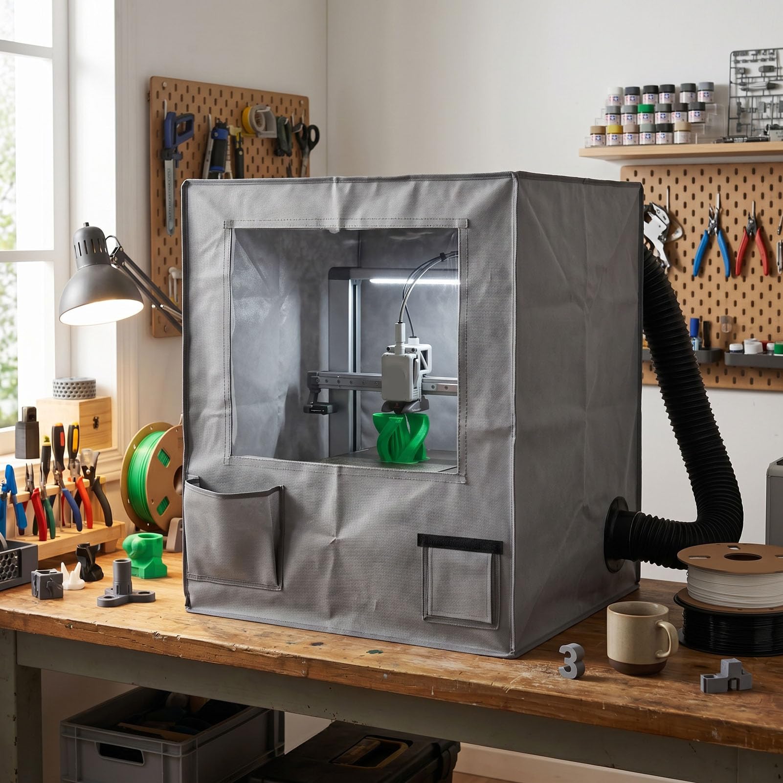 Luocute Custodia per Stampante 3D, Copertura a Temperatura Costante Antipolvere Ignifuga, di Ventilazione a Luce LED, Copertura per Stampante 3D a Temperatura Costante con Riduzione del