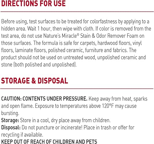 Miniatura 9 de Nature's Miracle Aerosol espumoso removedor de manchas y olores para gatos, 17.5 onzas (paquete de 2)