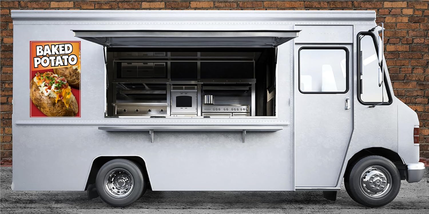 Baked Potato Sticker Window Sticker Truck Concession Vinyl Restaurant Wall Poster Sticker Food Decal (48" x 36")