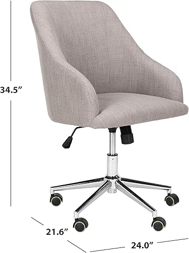 Miniatura 3 de Safavieh Home Adrienne Silla de oficina giratoria copetuda de lino gris y patas cromadas Gris/cromo,Azul marino/cromado