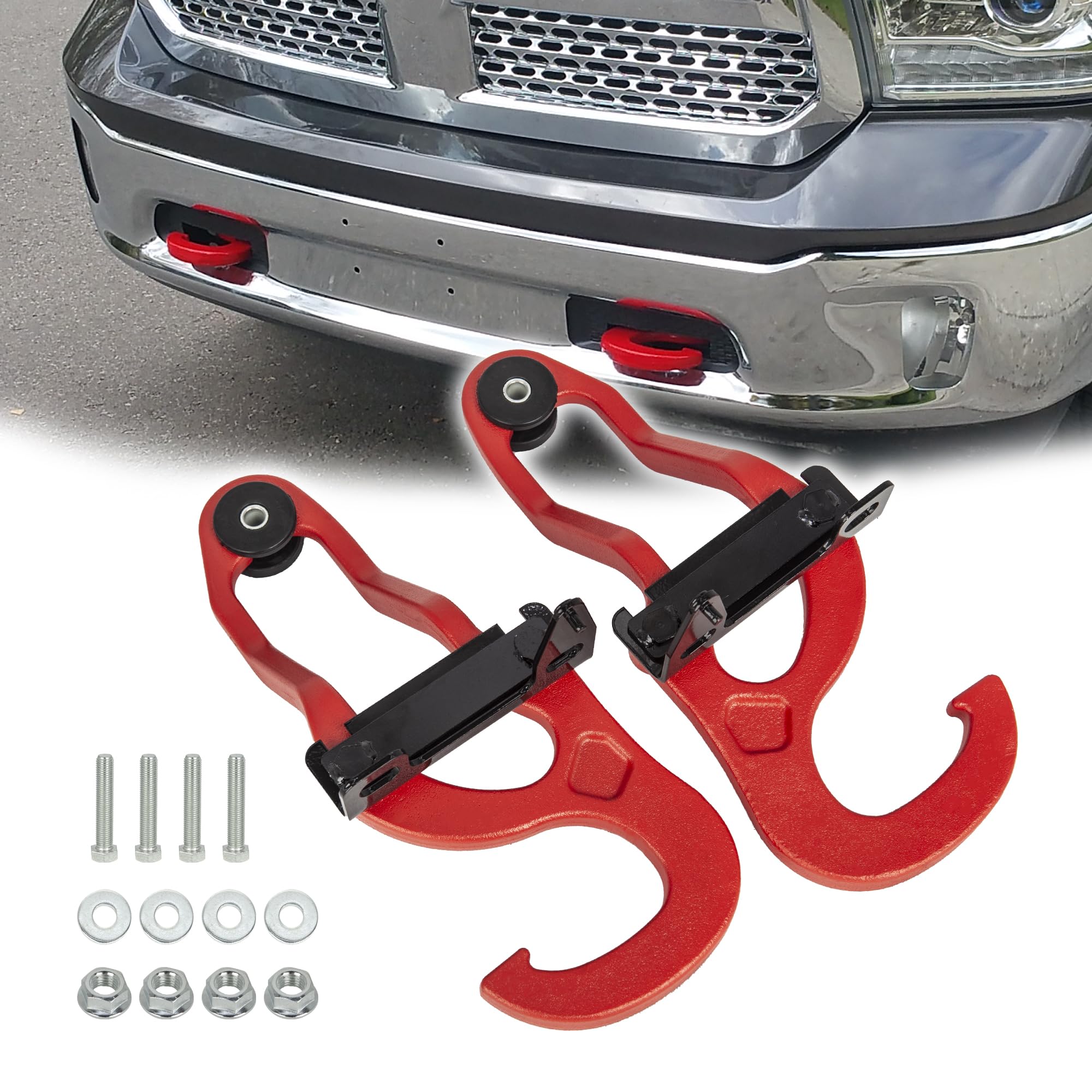 Phamyor Heavy Duty Front Tow Hooks Fit for 20092019 Dodge