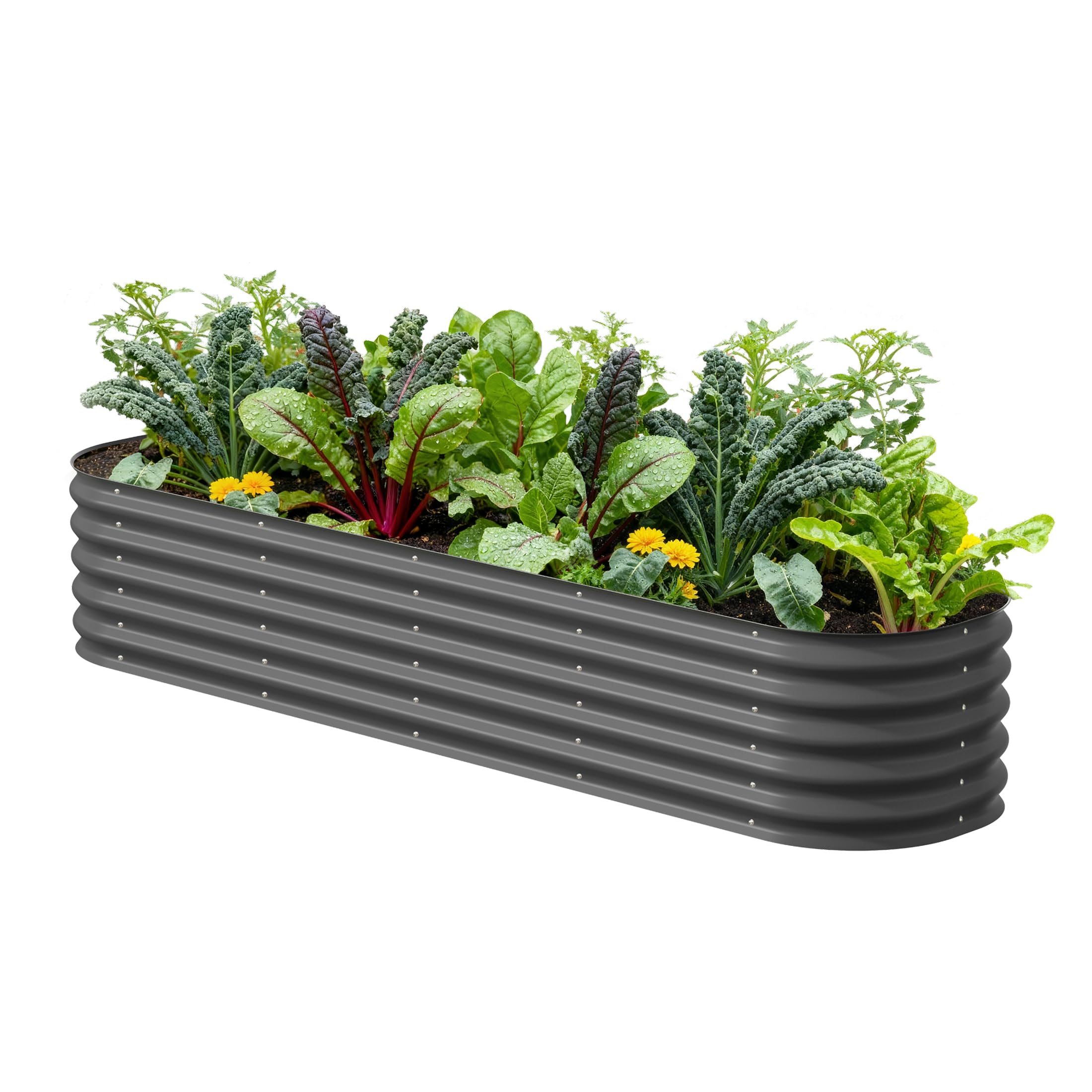 Vego garden Raised Garden Bed Kits, 17" Tall 9 in 1 8ft X 2ft Metal Raised Planter Bed for Vegetables Flowers Ground Planter Box-Modern Gray