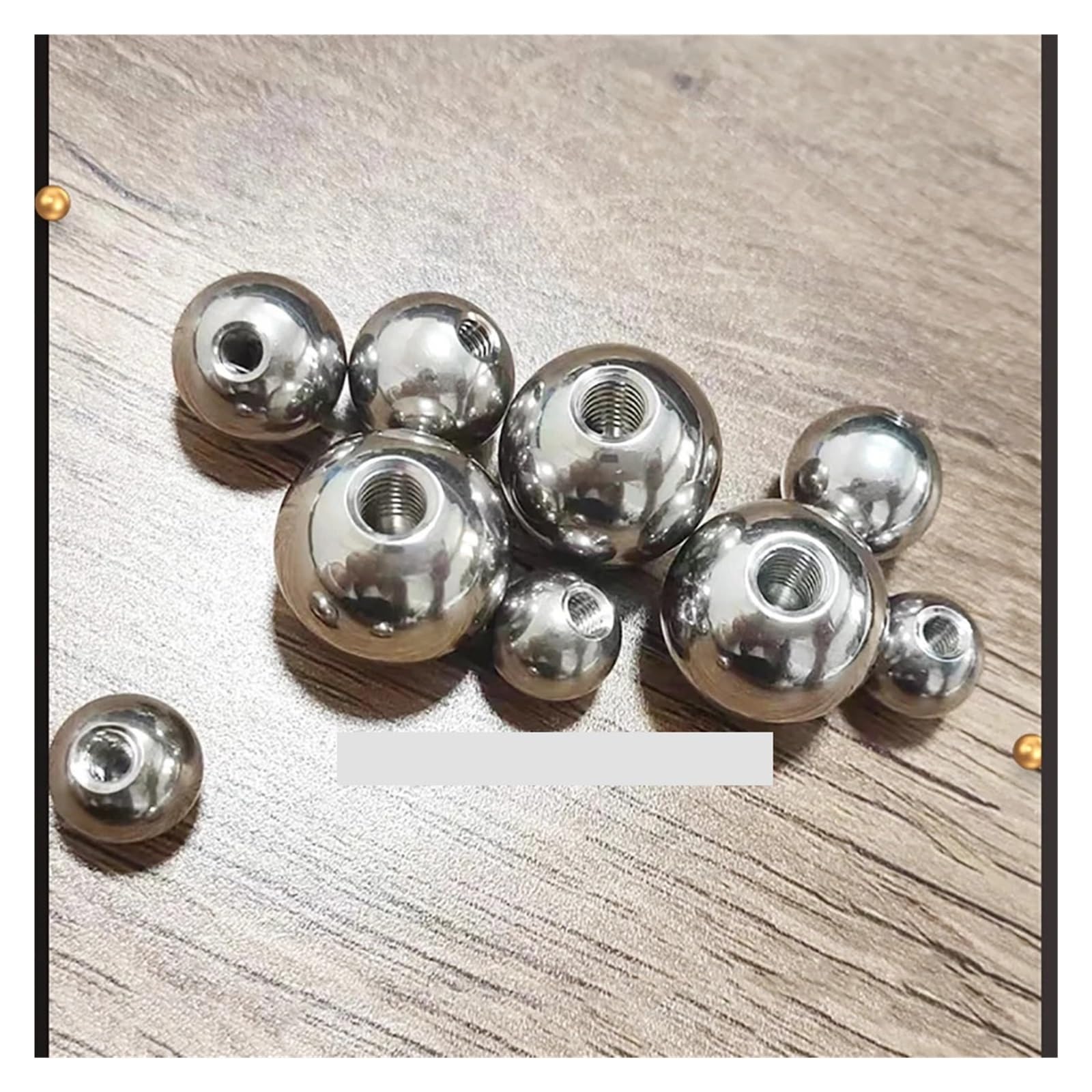 Billes de perçage en acier inoxydable Billes de perçage en acier inoxydable, filetage femelle, M2, .5, M3, M4, M5 à M14, diamètre extérieur 60 mm, demi-trou, trou borgne, billes lisses(M8,60mm)