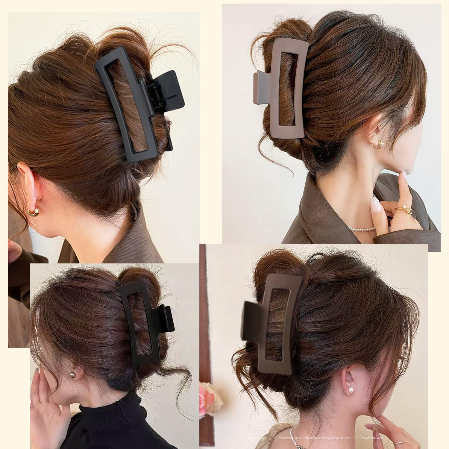 Hair Clips for Women 16 Pack 4.1 Inch Large Hair Claw Clips for Women Thin Thick Curly Hair,Big Matte Rectangle Clips,Strong Hold jaw clips hair accessories for women(Neutral) - Image 6