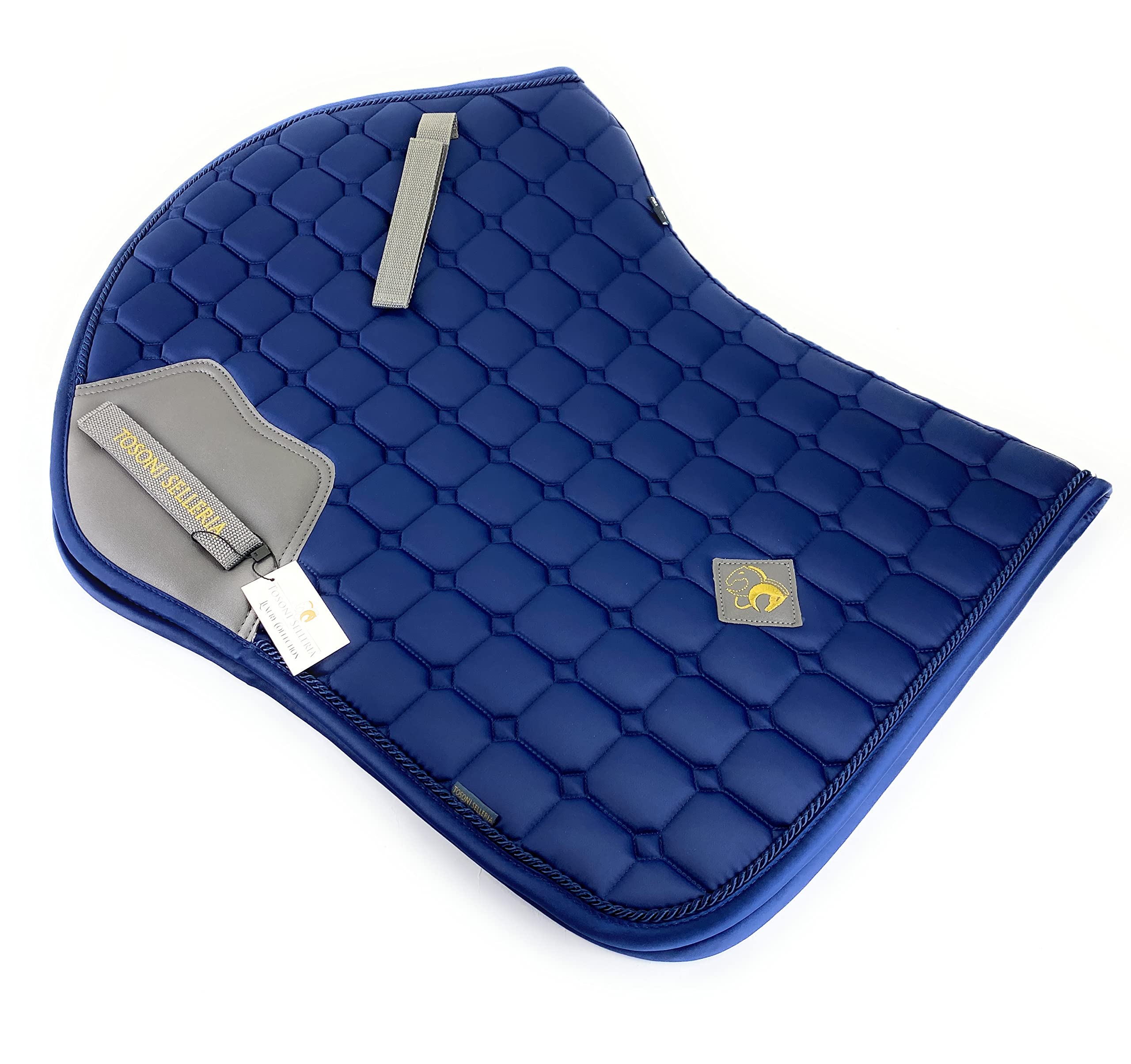 Sillín de salto de Lujo, Ideal para Saltar de Obstáculos, Fabricado en Tejido con Acolchado Exclusivo, con Práctico Cierre de Rasgón, Talla Full