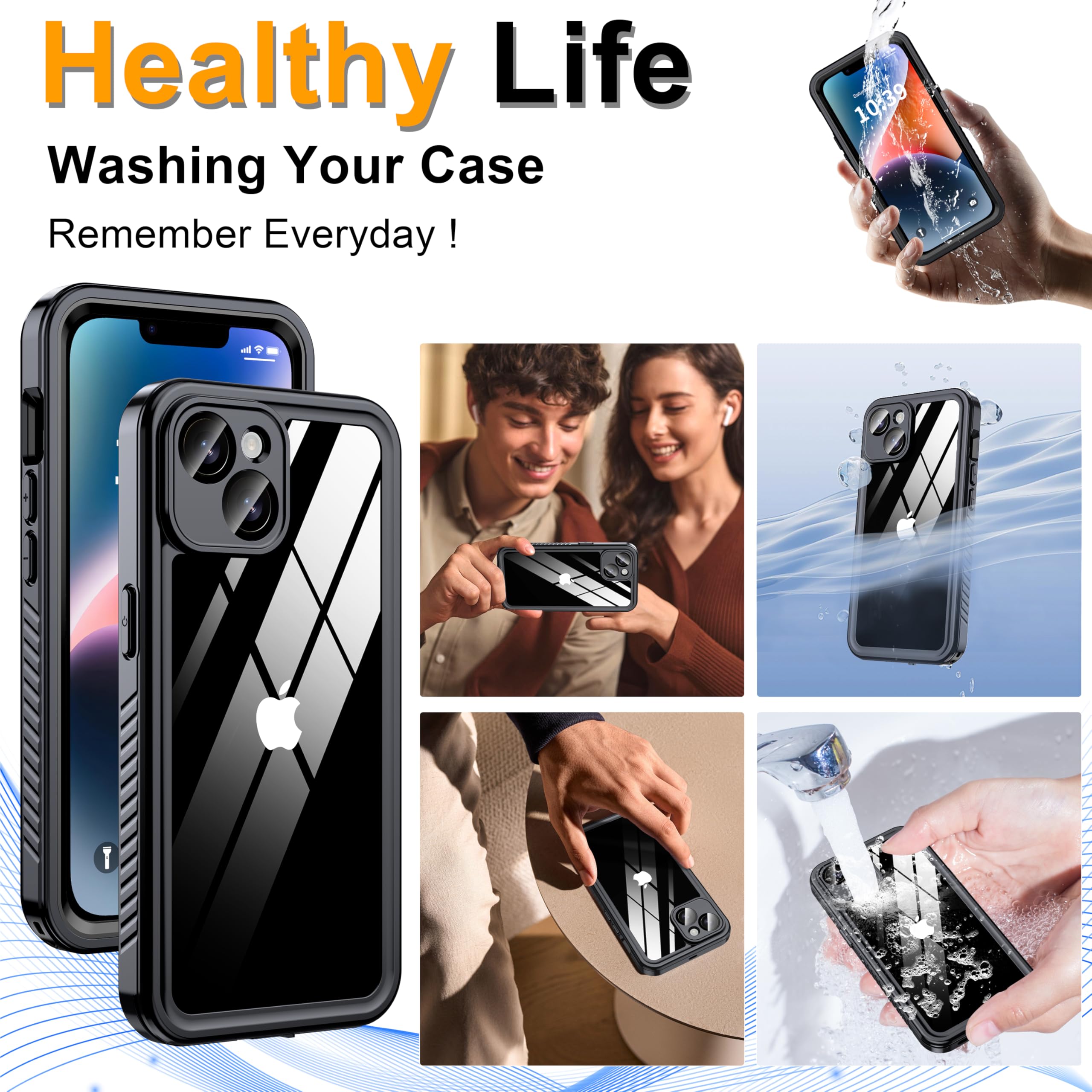 Funda impermeable para iPhone 14, protector de pantalla de privacidad integrado y protector de pantalla HD [IP68 bajo el agua] a prueba de golpes y polvo, protección completa para iPhone