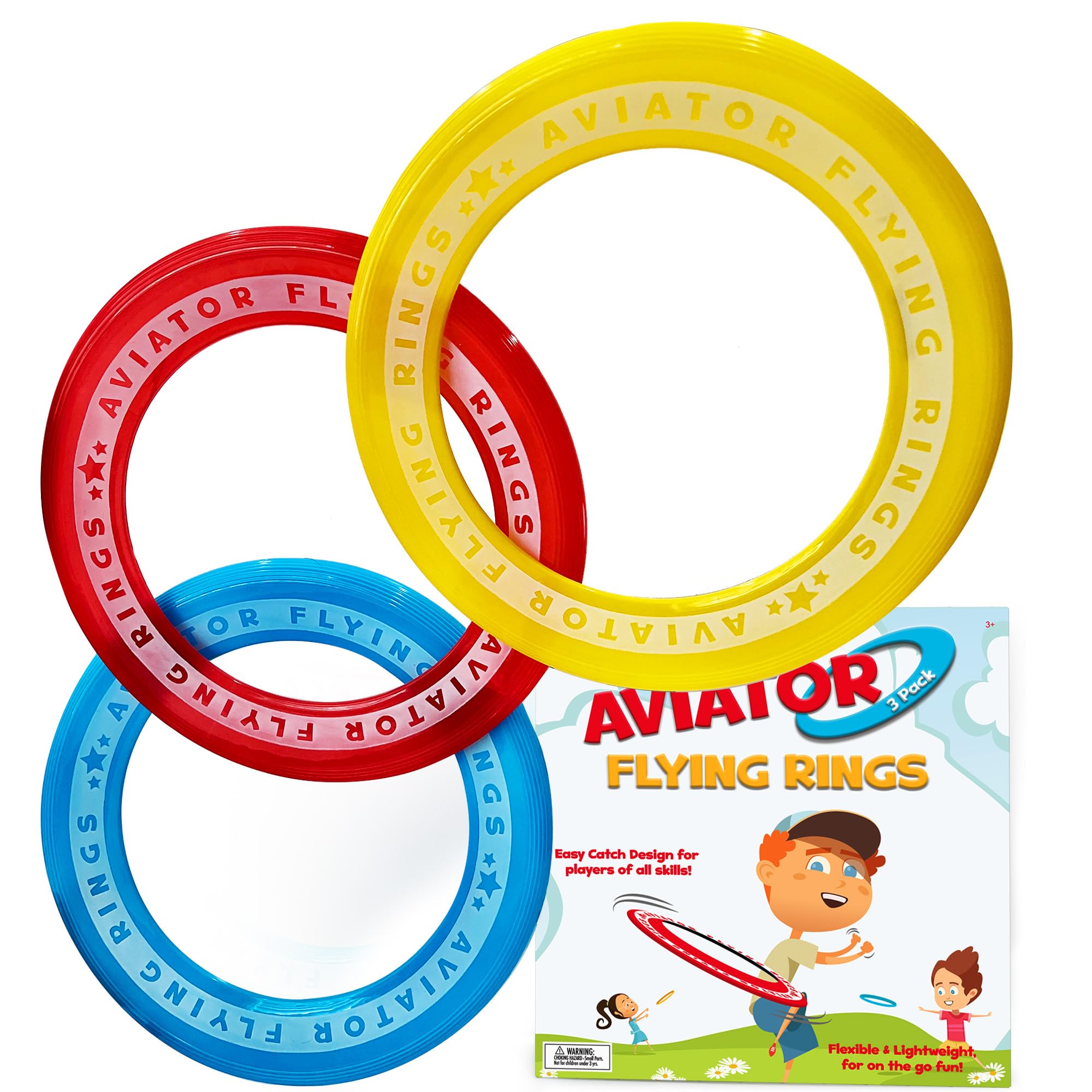 Island Genius 3 Pack Flying Rings for Kids Boys Girls Teens and Adults - Soft Throwing Discs for Outdoor Toys & Games for Ages 3 4 5 6 7 8 9 10 11 12 13 Years Old and Up