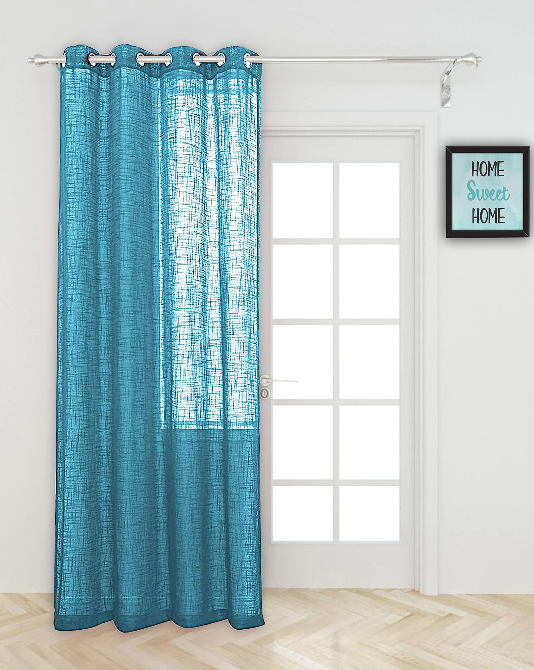 The Trendy House Cotton Linen Solid Curtain with Eyelet Rings Curtain for Window, Plain Curtains for Door, Long Door Curtain, Blackout Door Curtain, Parda for Home (Teal, 5.5 Feet) (Set of 1) (B09RK63W96) Amazon Price History, Amazon Price Tracker