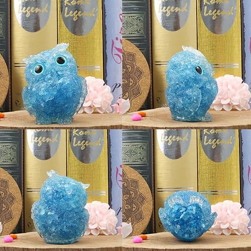 Miniatura 5 de Estatua de búho de aguamarina de 2.4 pulgadas, cristal curativo natural, figura de animal de búho, escultura de bolsillo, piedra preciosa de energía